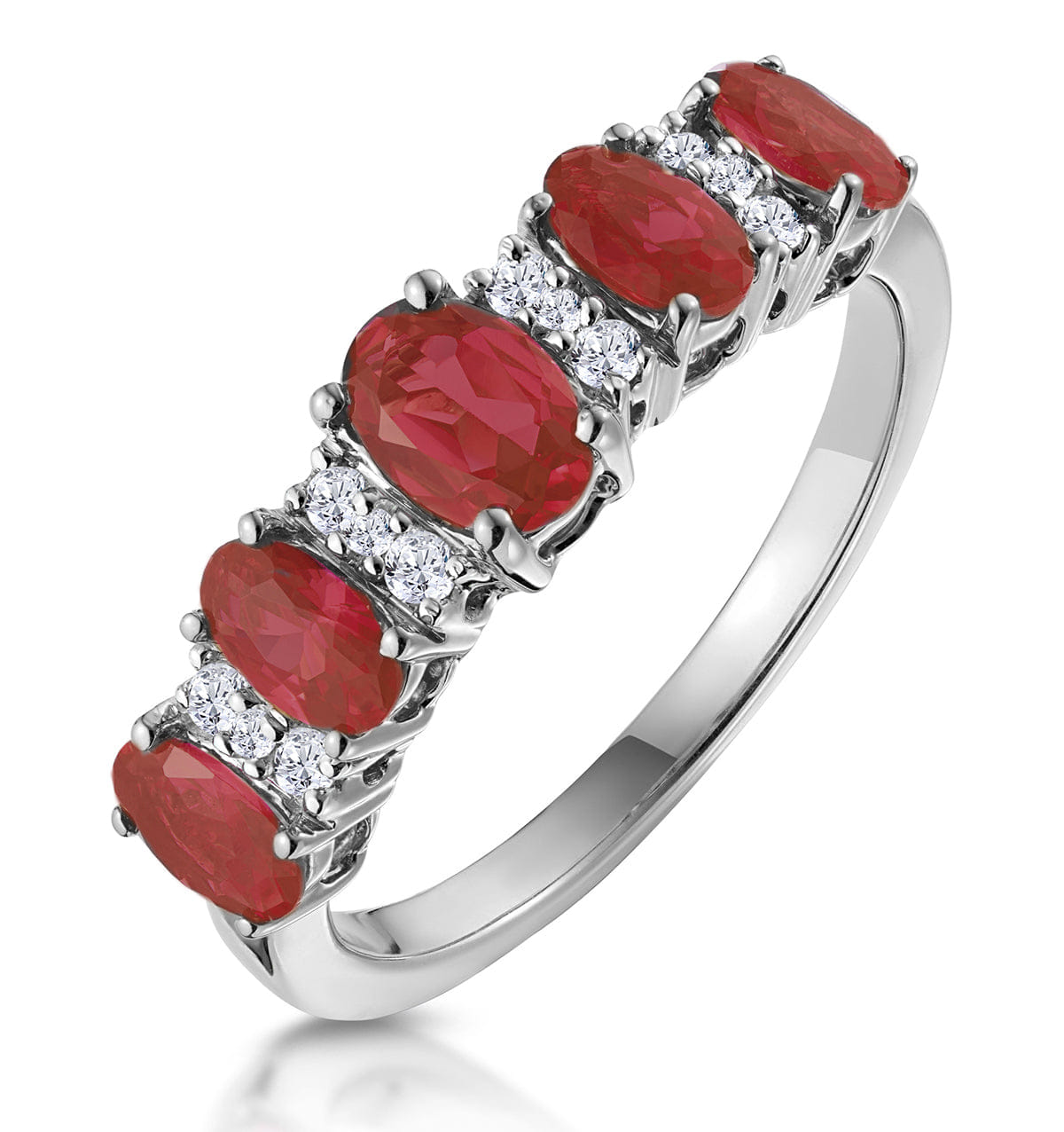 Diamond 1.85ct Ruby and Diamond Eternity Ring 18KW Gold - Asteria Collection