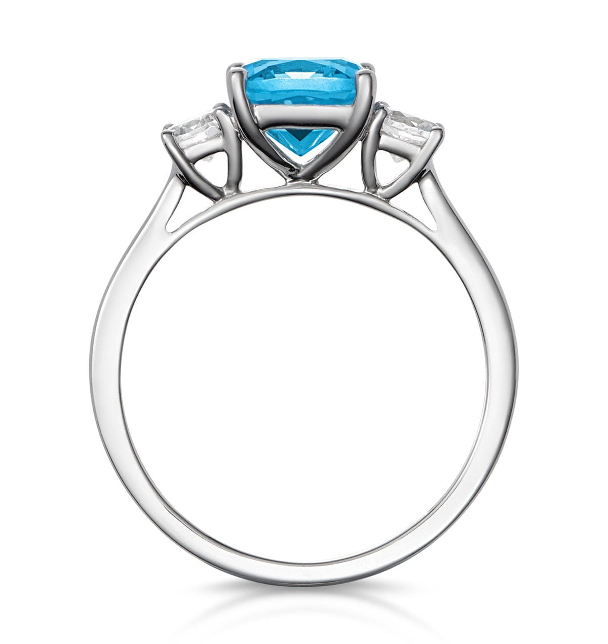 Diamond 2.50ct Cushion Cut Blue Topaz Lab Diamond Asteria Ring 9K White Gold