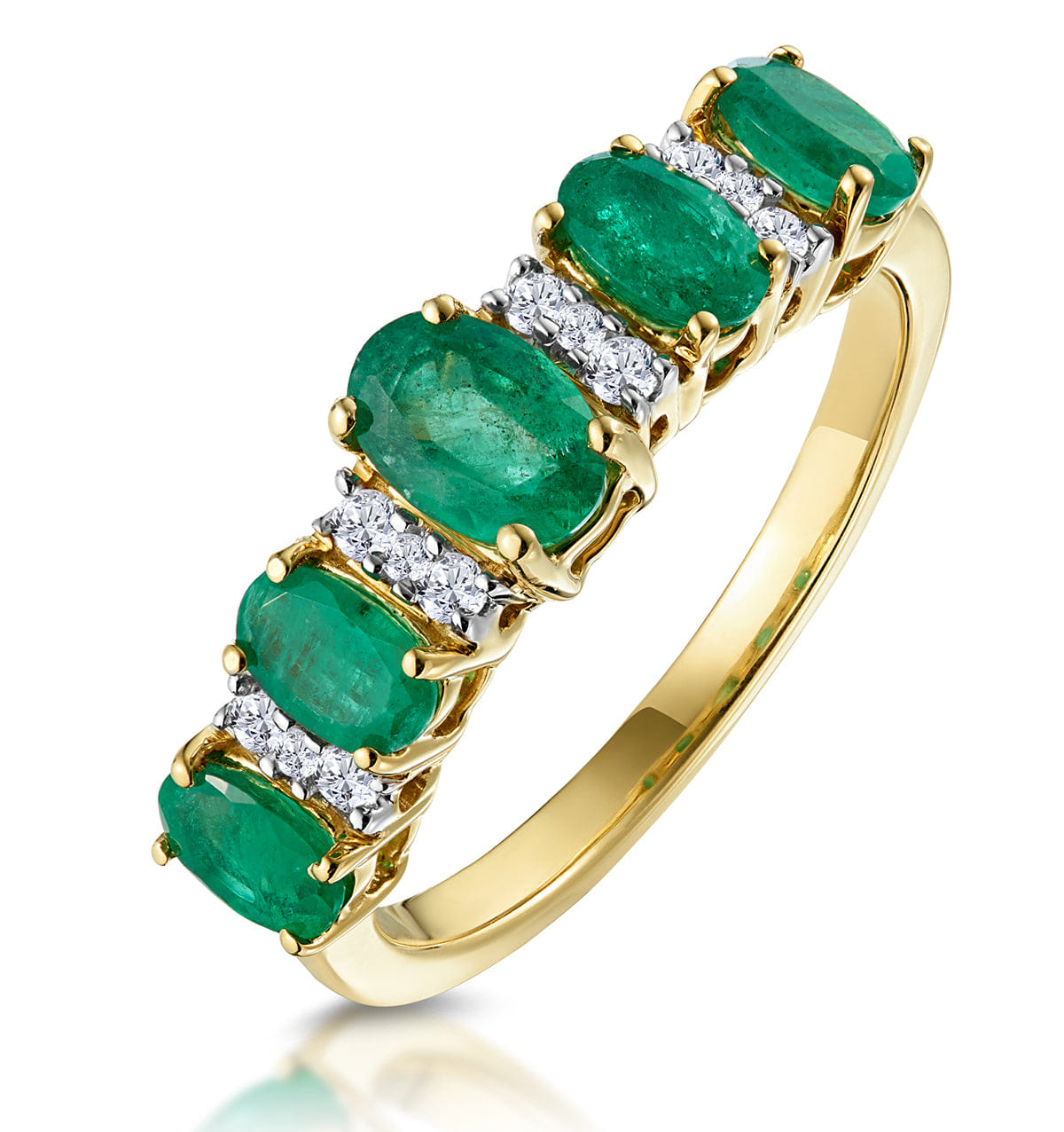 Diamond 1.30ct Emerald and Lab Diamond Eternity Ring 9K Gold - Asteria