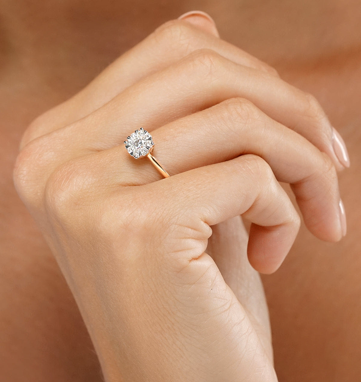 Solitaire 0.50ct Lab Diamond Cluster Solitaire Ring H/Si in 9K Gold