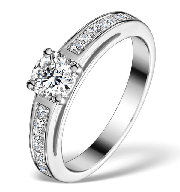 PRINCESS Sidestone Lab Diamond Ring Eleri 0.90ct H/Si1 Princess Platinum