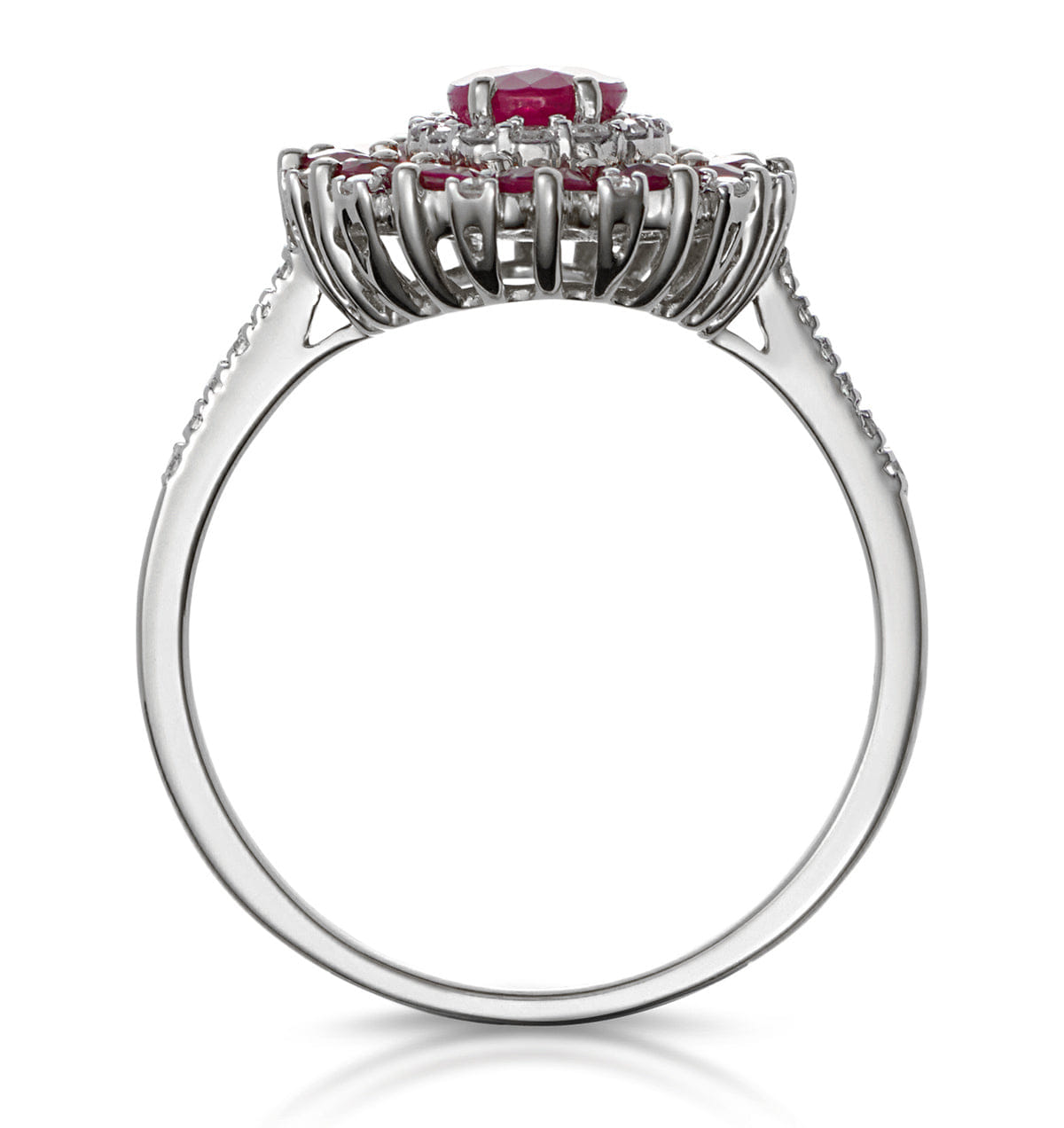 Diamond 1.55ct Ruby Asteria Collection Diamond Halo Ring in 18K White Gold