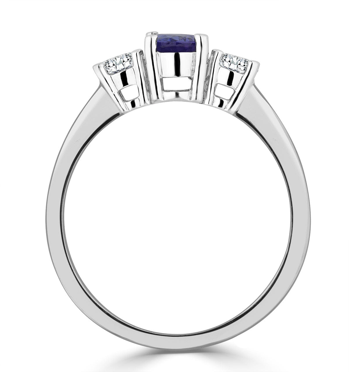 WHITE* Tanzanite 7 x 5 mm And Lab Diamonds G/Vs 18K White Gold Ring