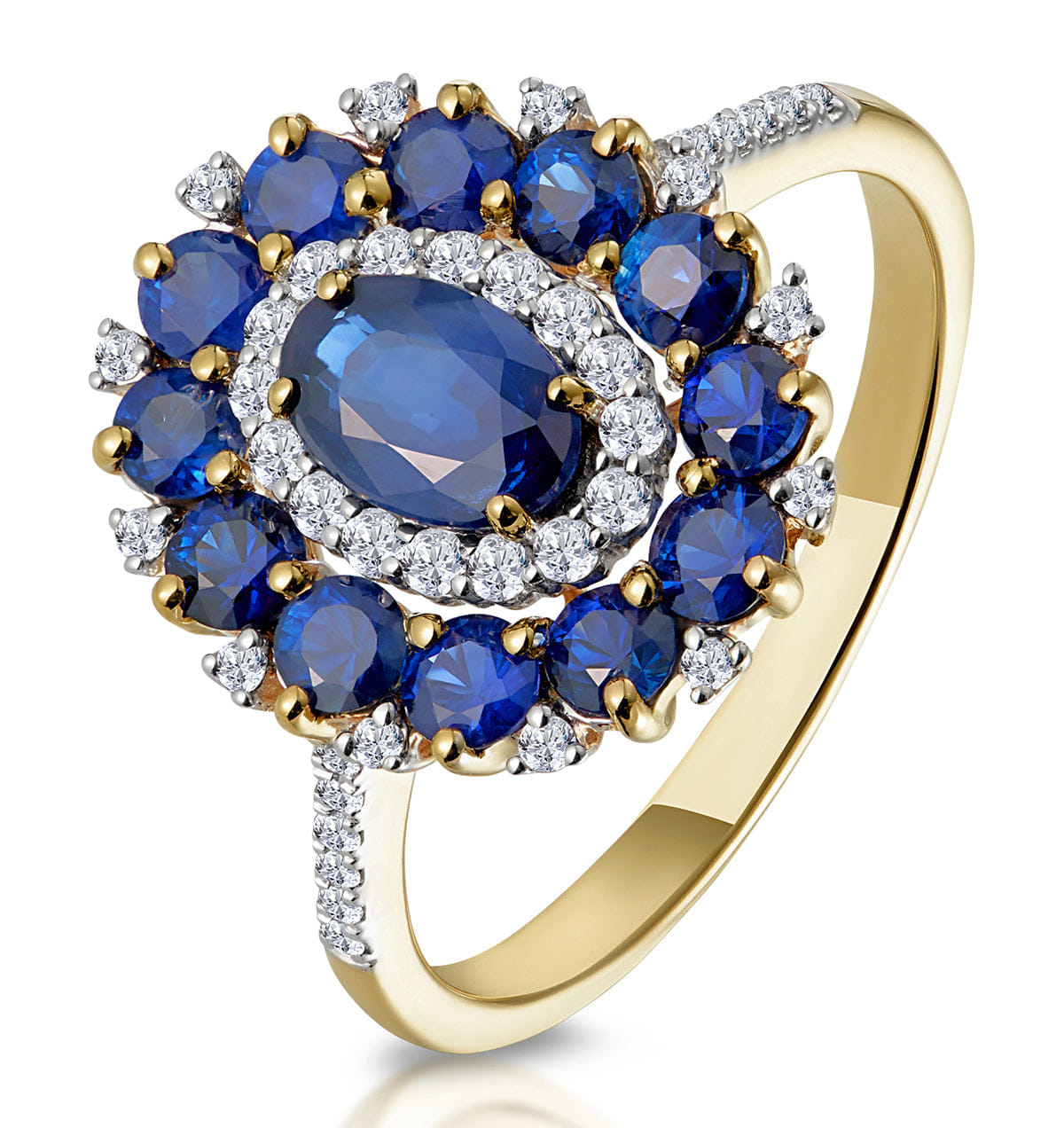 Diamond 1.55ct Sapphire Asteria Collection Lab Diamond Halo Ring in 9K Gold