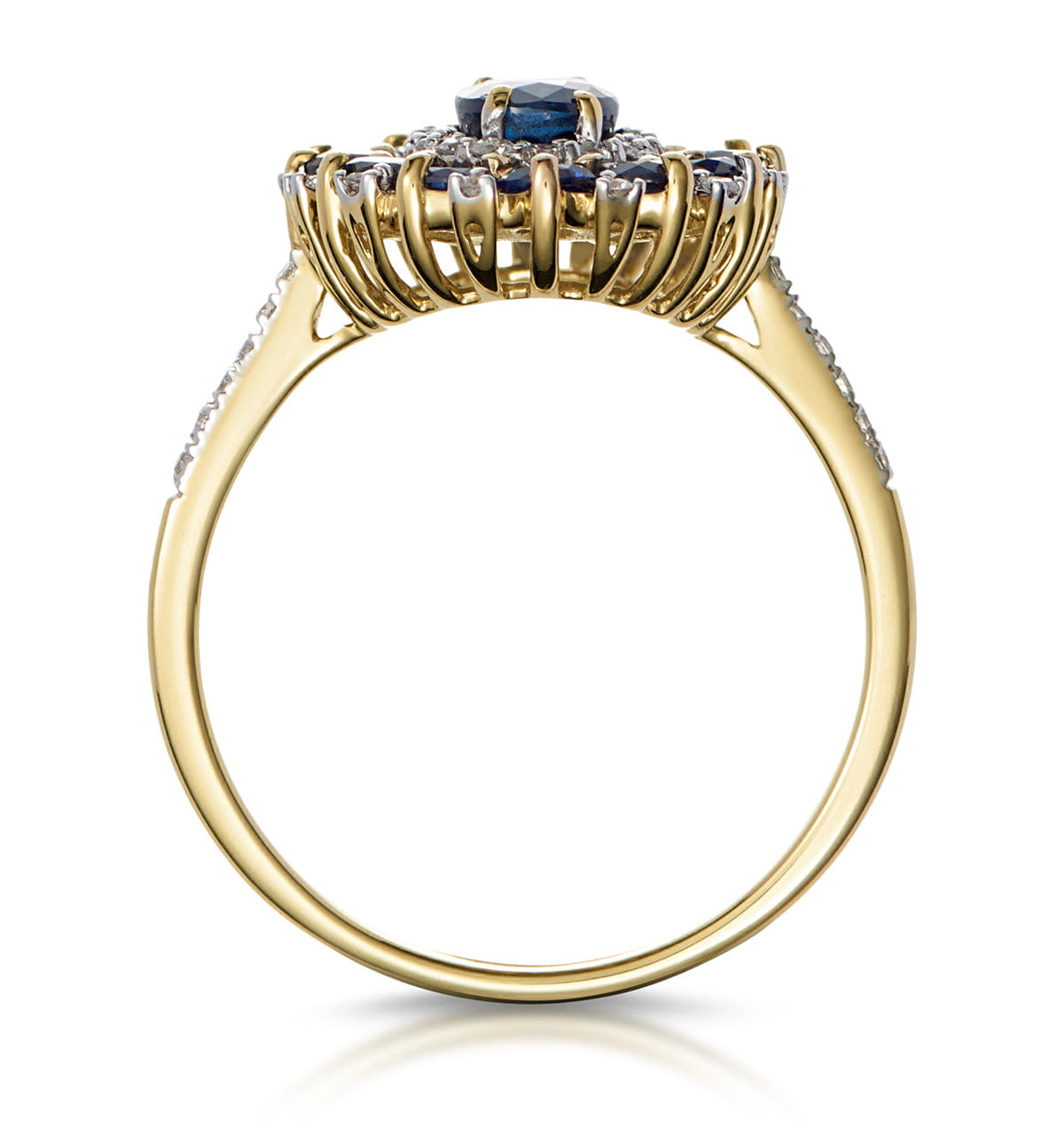 Diamond 1.55ct Sapphire Asteria Collection Lab Diamond Halo Ring in 9K Gold