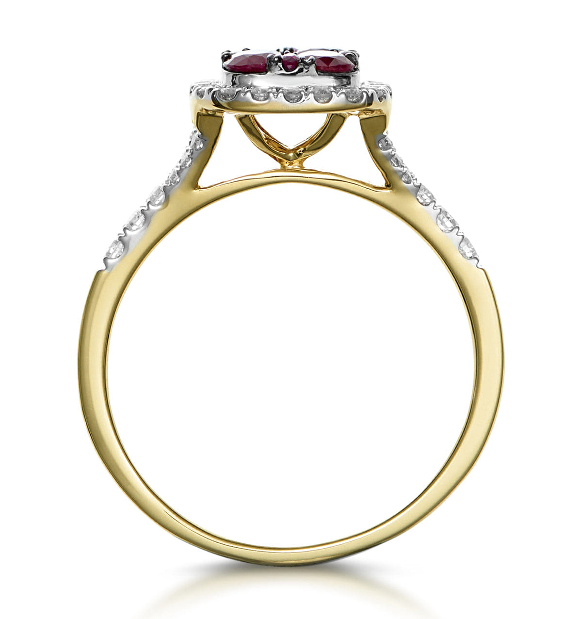 Diamond Ruby and Diamond Halo Square Ring in 18K Gold - Asteria Collection