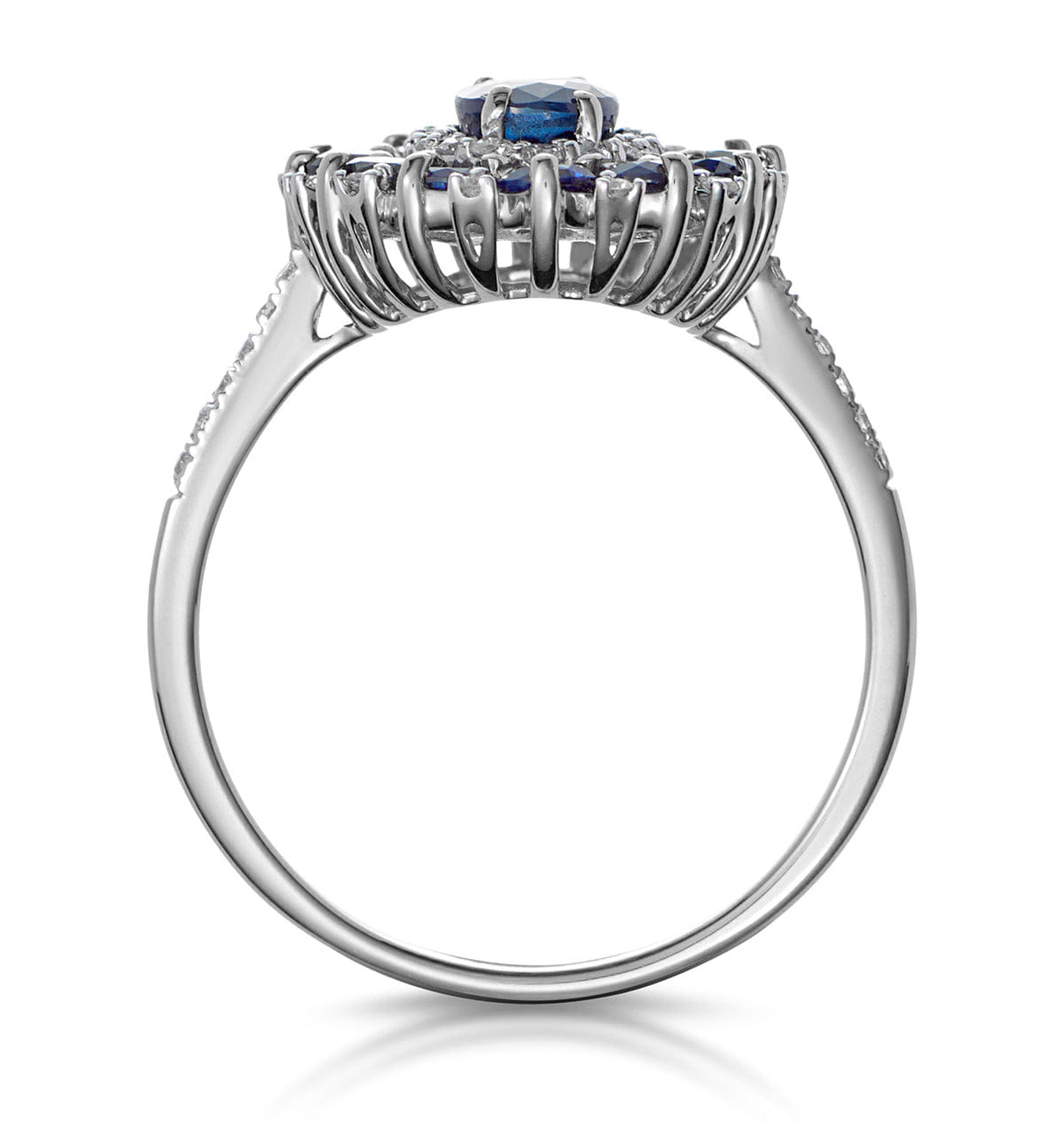 Diamond 1.55ct Sapphire Lab Diamond Halo Ring in 9K White Gold - Asteria