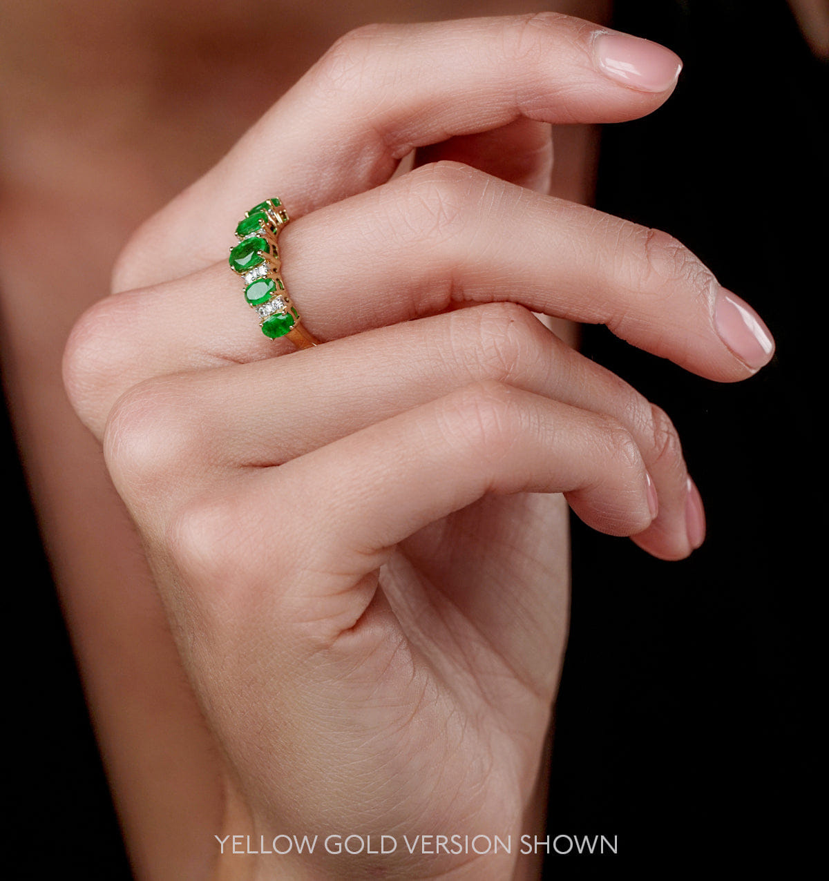 Diamond 1.30ct Emerald and Lab Diamond Eternity Ring 9K White Gold - Asteria