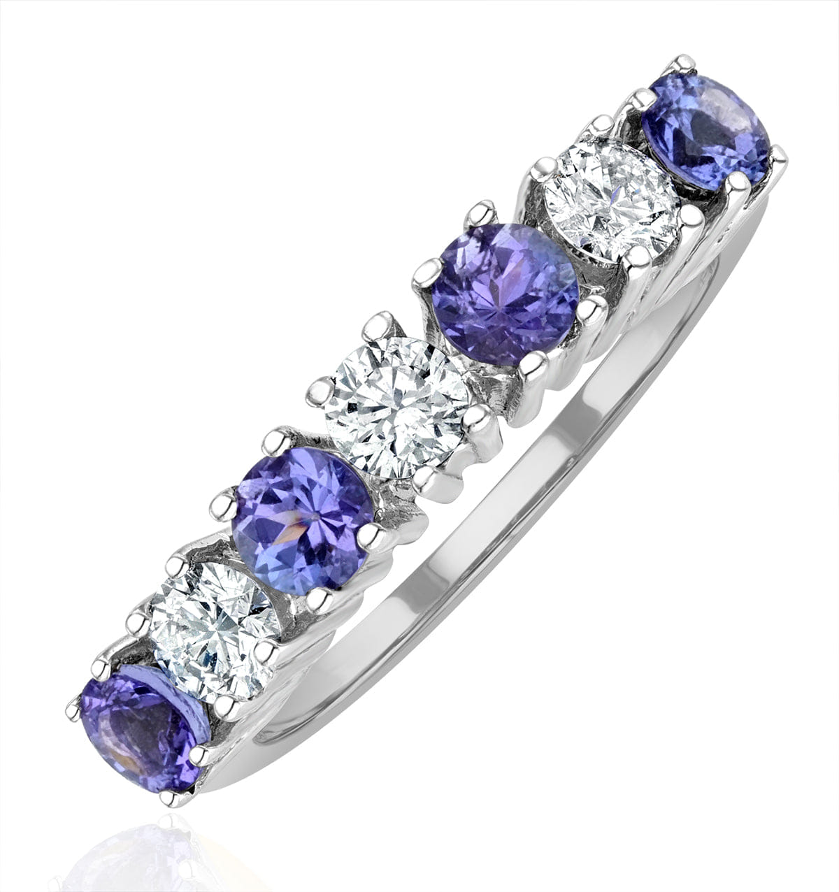 Diamond Tanzanite 0.70CT and Diamond Ring 0.50CT 18K White Gold