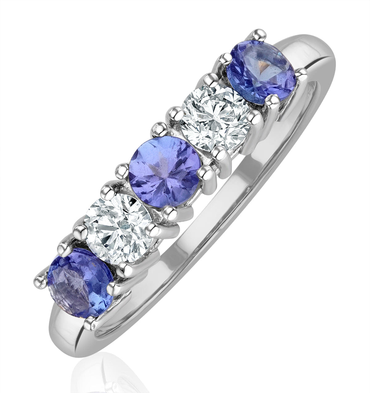 Diamond Tanzanite 0.75CT and Diamond Ring 0.40CT 18K White Gold FT26