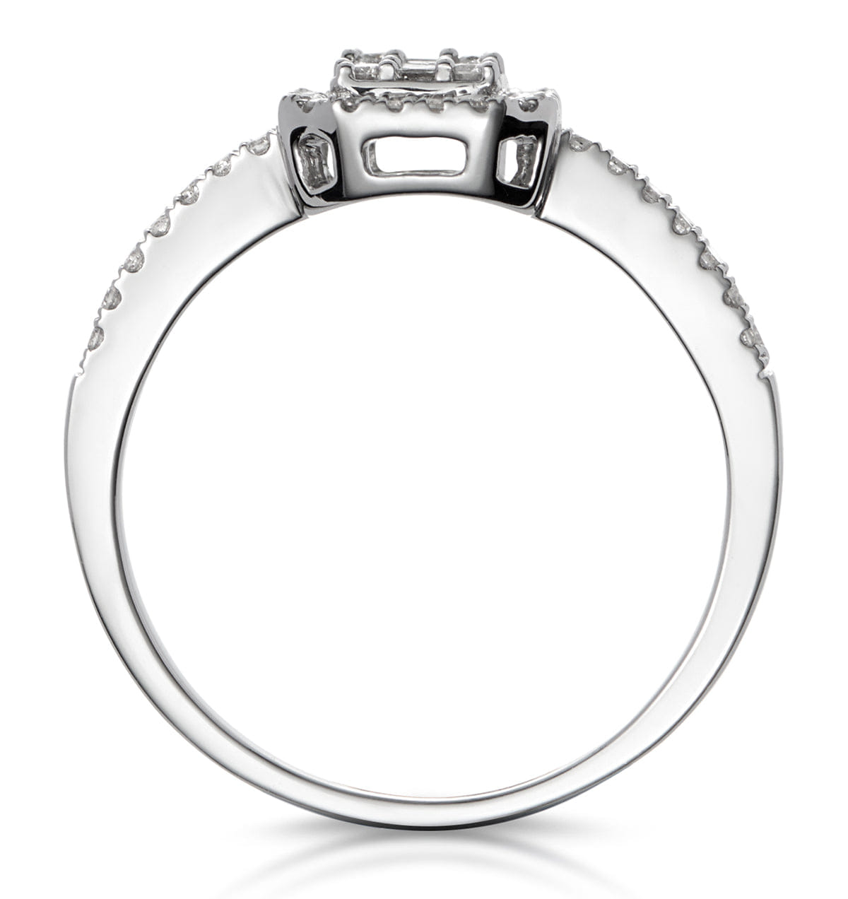 Diamond 0.50ct Halo Baguette Diamond Ring Asteria Collection in 18K White Gold