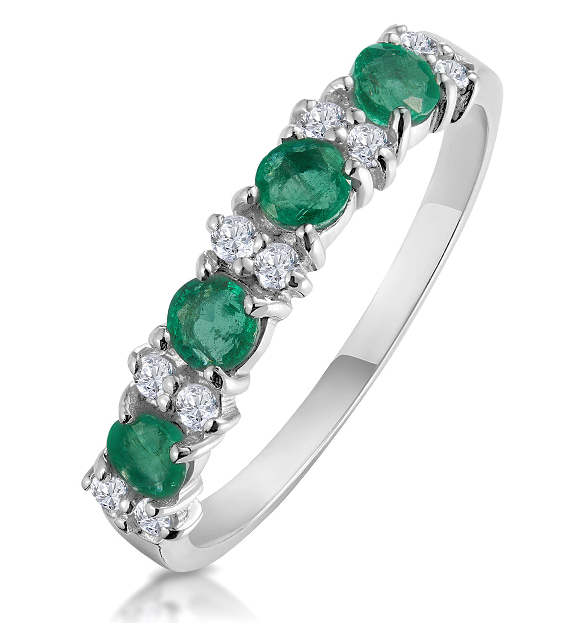 Diamond Emerald 0.60ct And Diamond 9K White Gold Ring