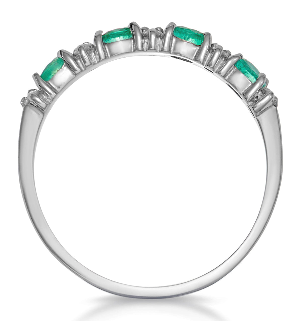 Diamond Emerald 0.60ct And Diamond 9K White Gold Ring