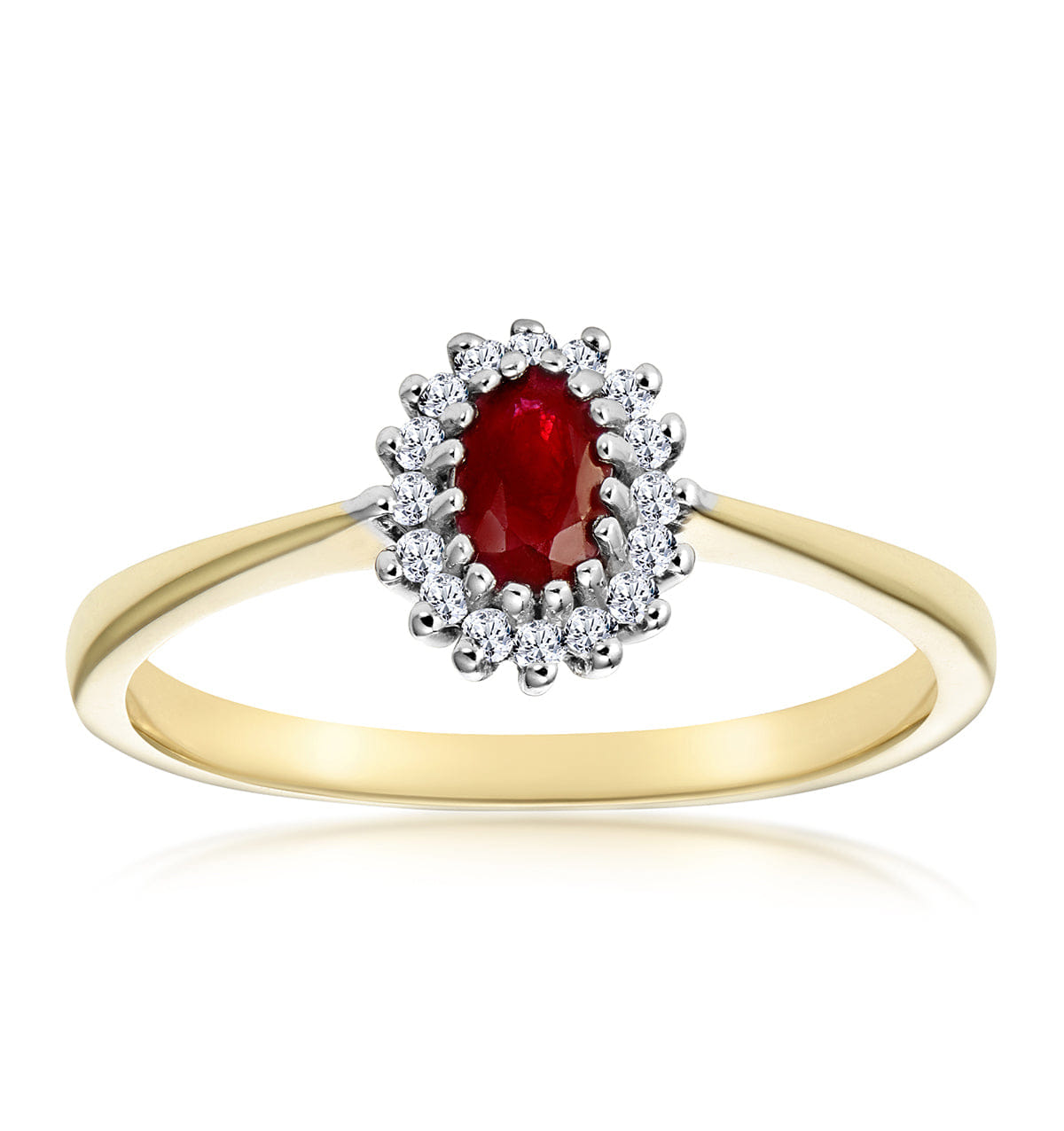 Diamond Ruby 5 x 3 mm And Diamond 9K Gold Ring
