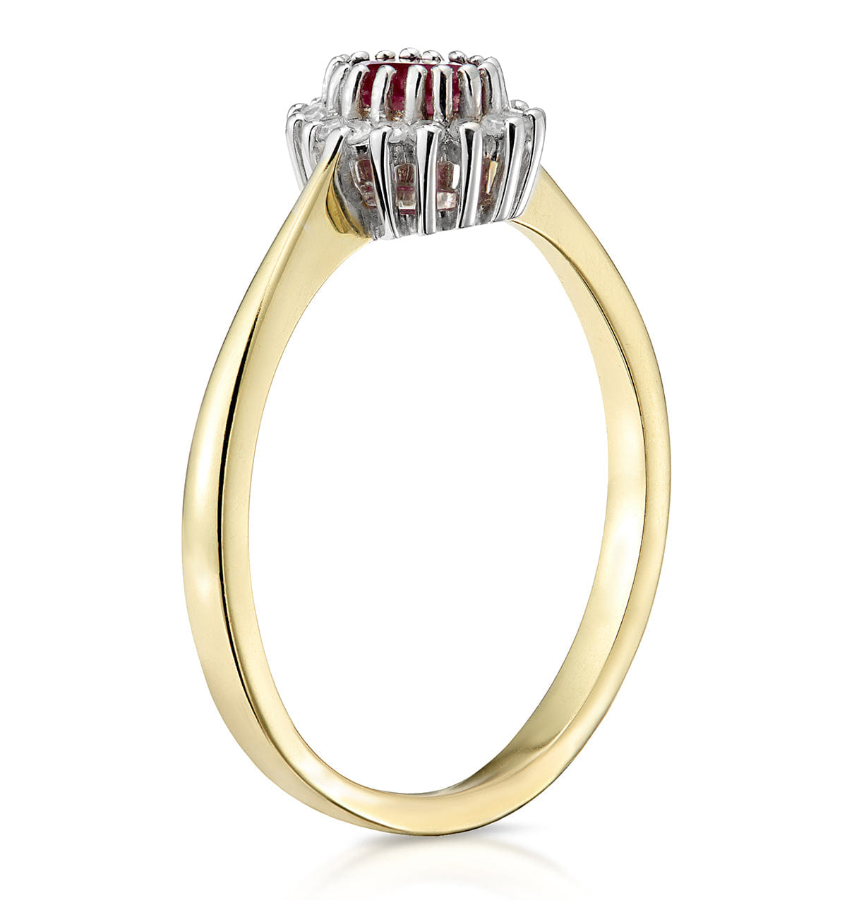 Diamond Ruby 5 x 3 mm And Diamond 9K Gold Ring