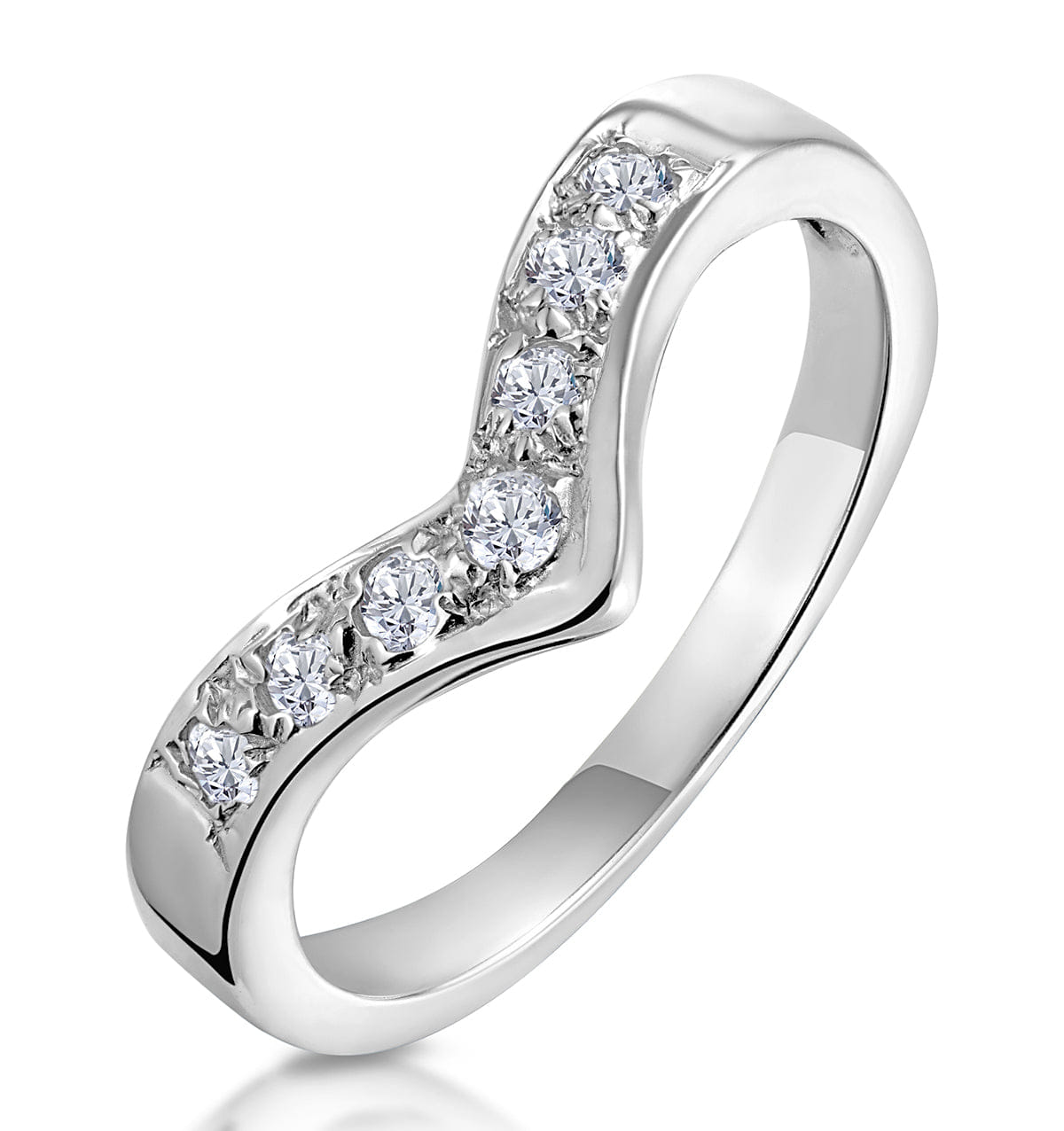 WISHBONE Diamond 0.11ct 9K White Gold Wishbone Ring