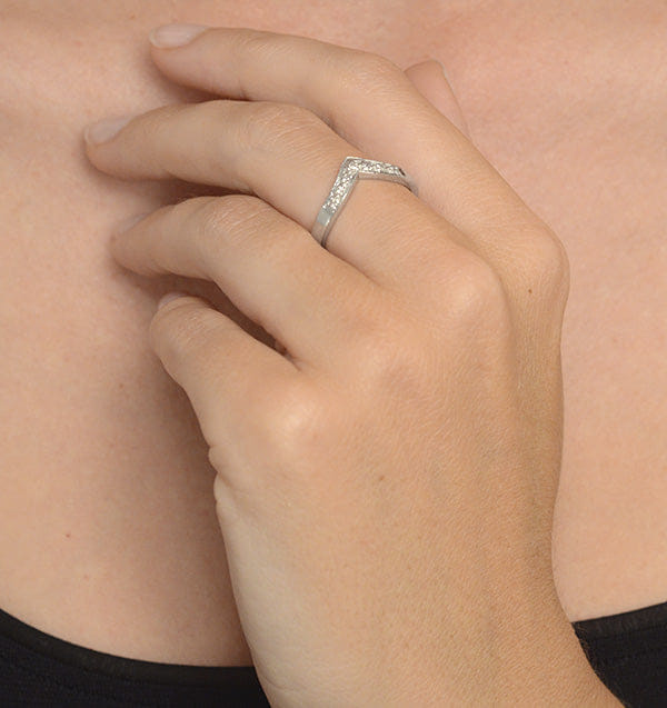 WISHBONE Diamond 0.11ct 9K White Gold Wishbone Ring