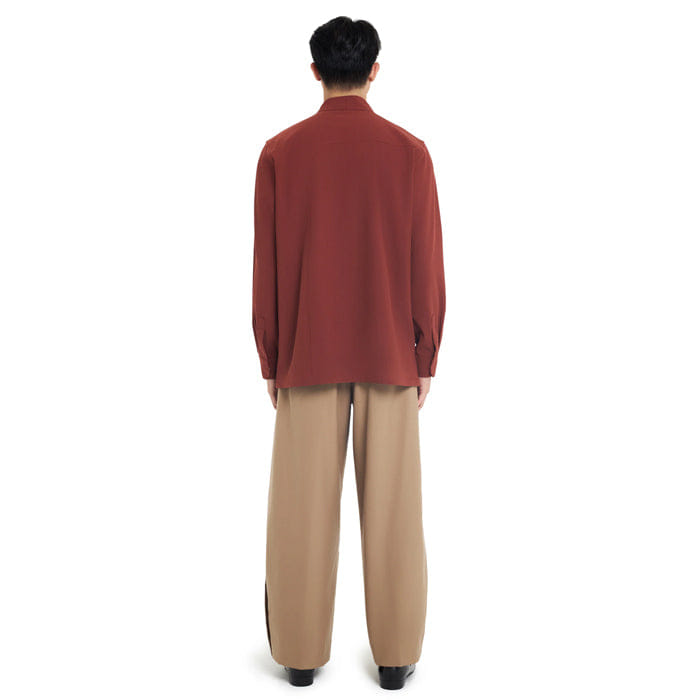 JAN SOBER TERRACOTA COLLARLESS PART 6 LONGSLEEVES SHIRT