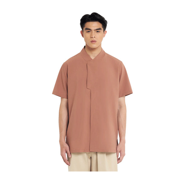 JAN SOBER SALMON COLLARLESS PARRT 6 SHORT SLEEVES SHIRT