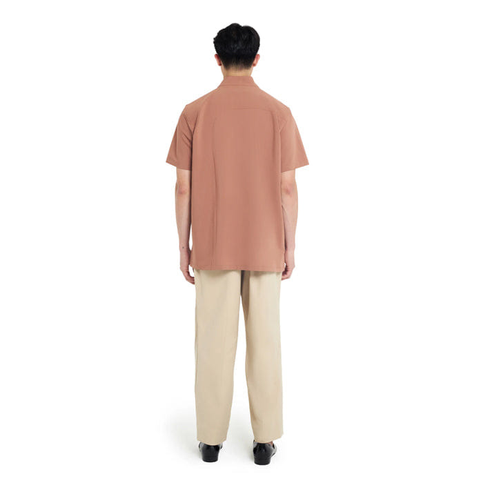 JAN SOBER SALMON COLLARLESS PARRT 6 SHORT SLEEVES SHIRT