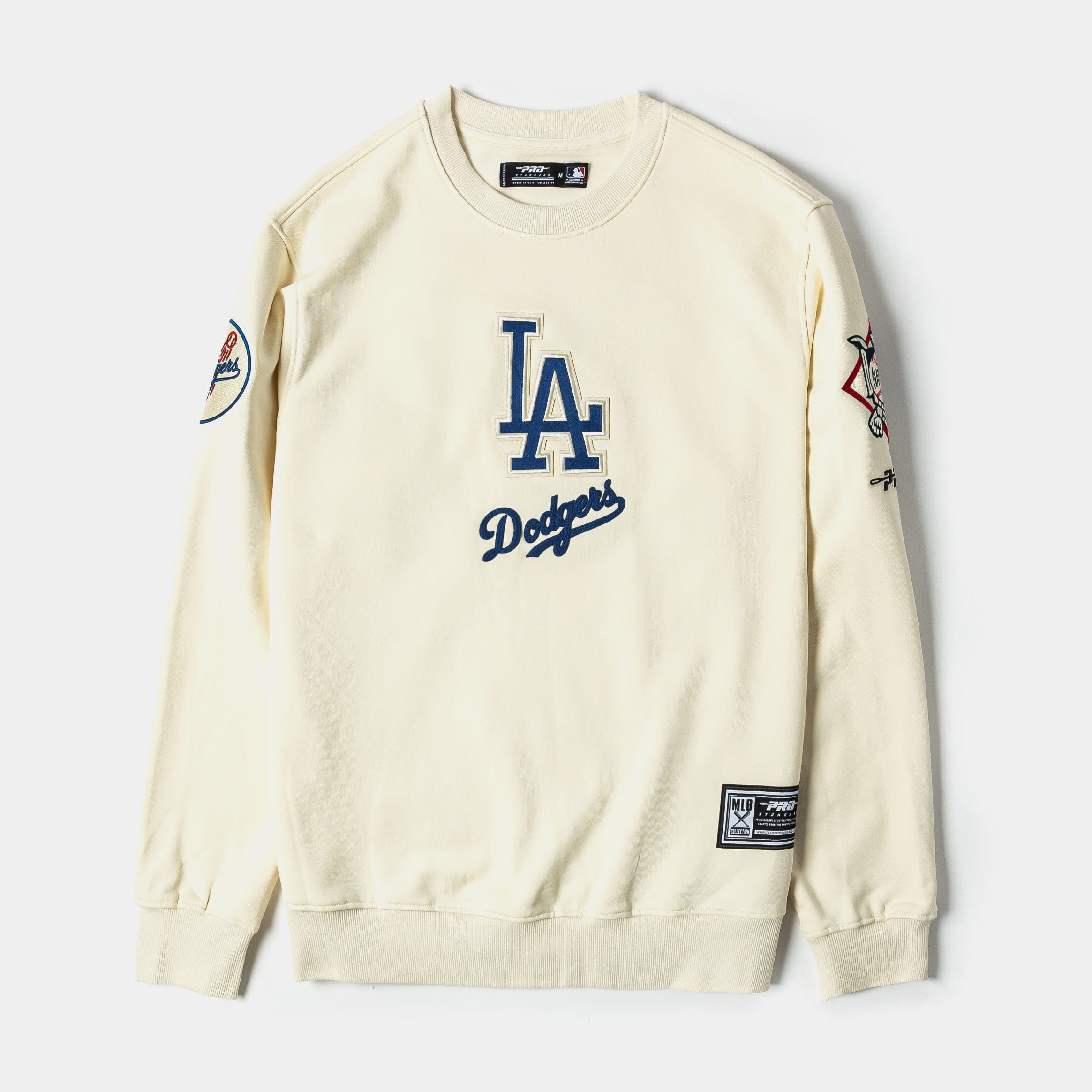 PRO Standard Los Angeles Dodgers Modern Originals Fleece Mens Crewneck (Beige/Blue)