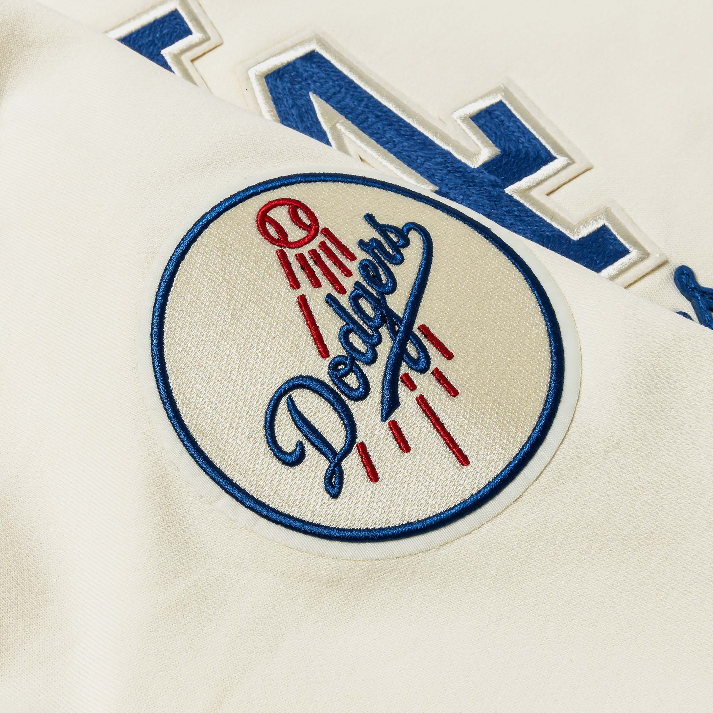 PRO Standard Los Angeles Dodgers Modern Originals Fleece Mens Crewneck (Beige/Blue)