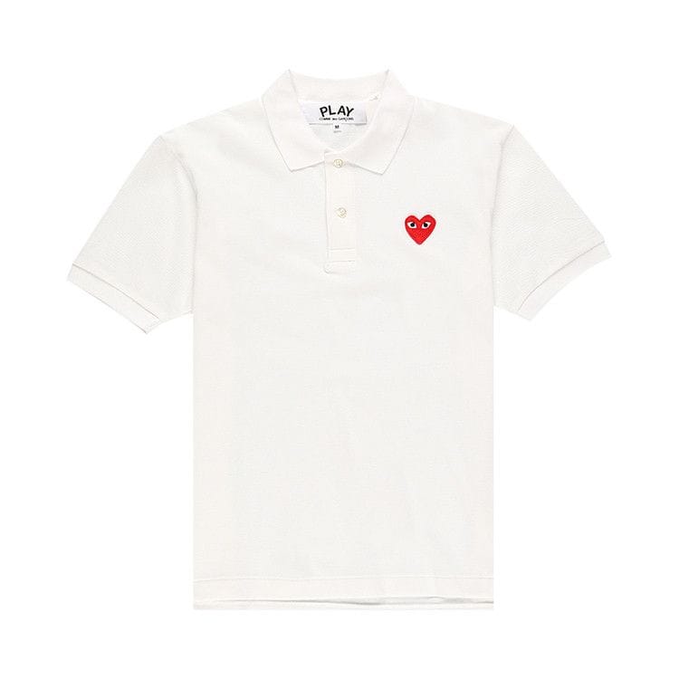 Comme des Garçons Shorts-Sleeve Play Polo Shirt With Red Heart White