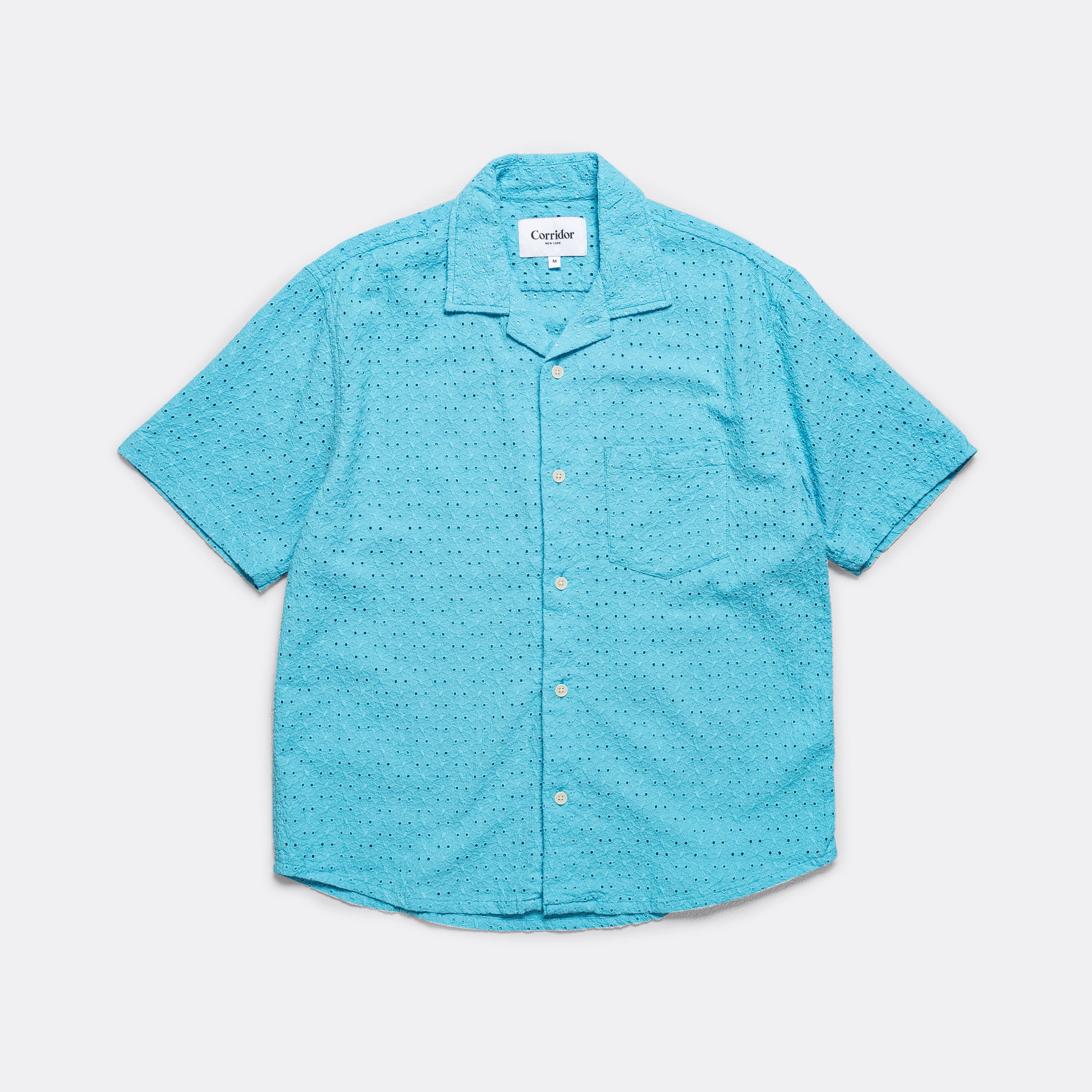 Corridor Floral Eyelet SS Camp - Indigo