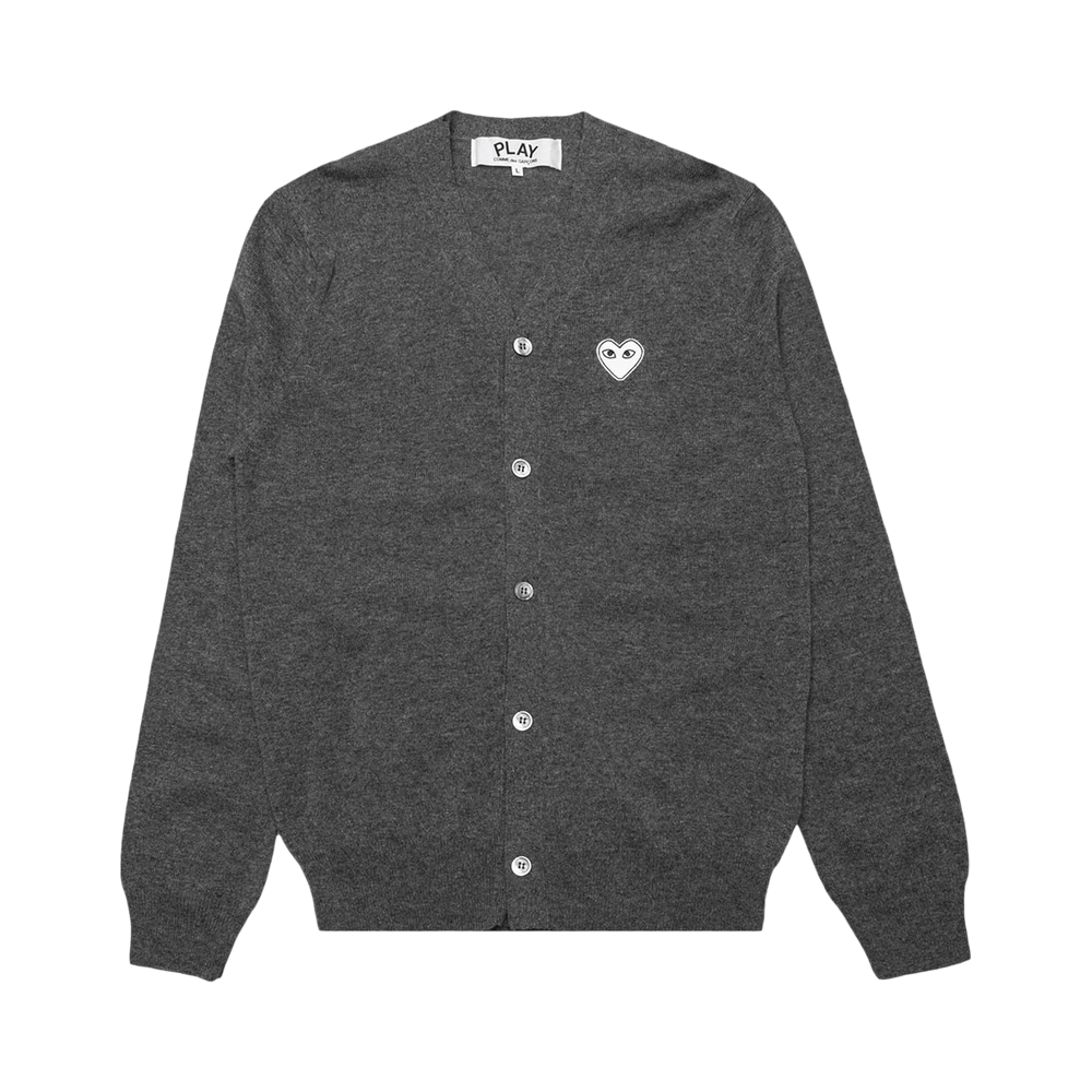 Comme des Garçons PLAY V-Neck Cardigan Grey