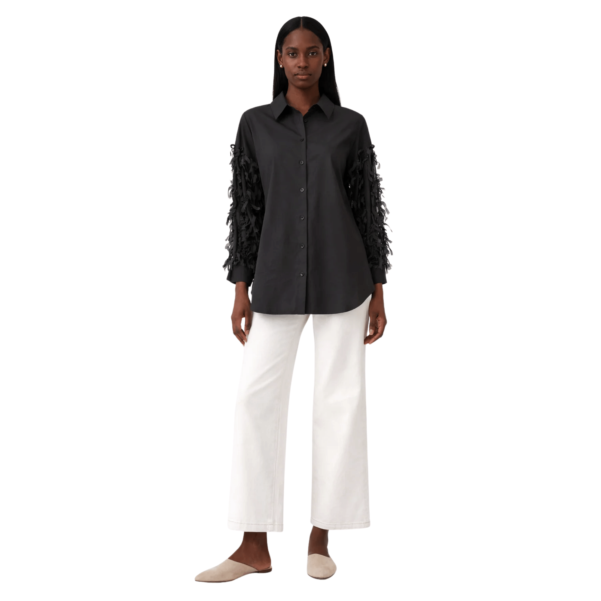 Essentials5ive OVERSIZED SLEEVE’S FRINGE SHIRT (فستان)NELLY