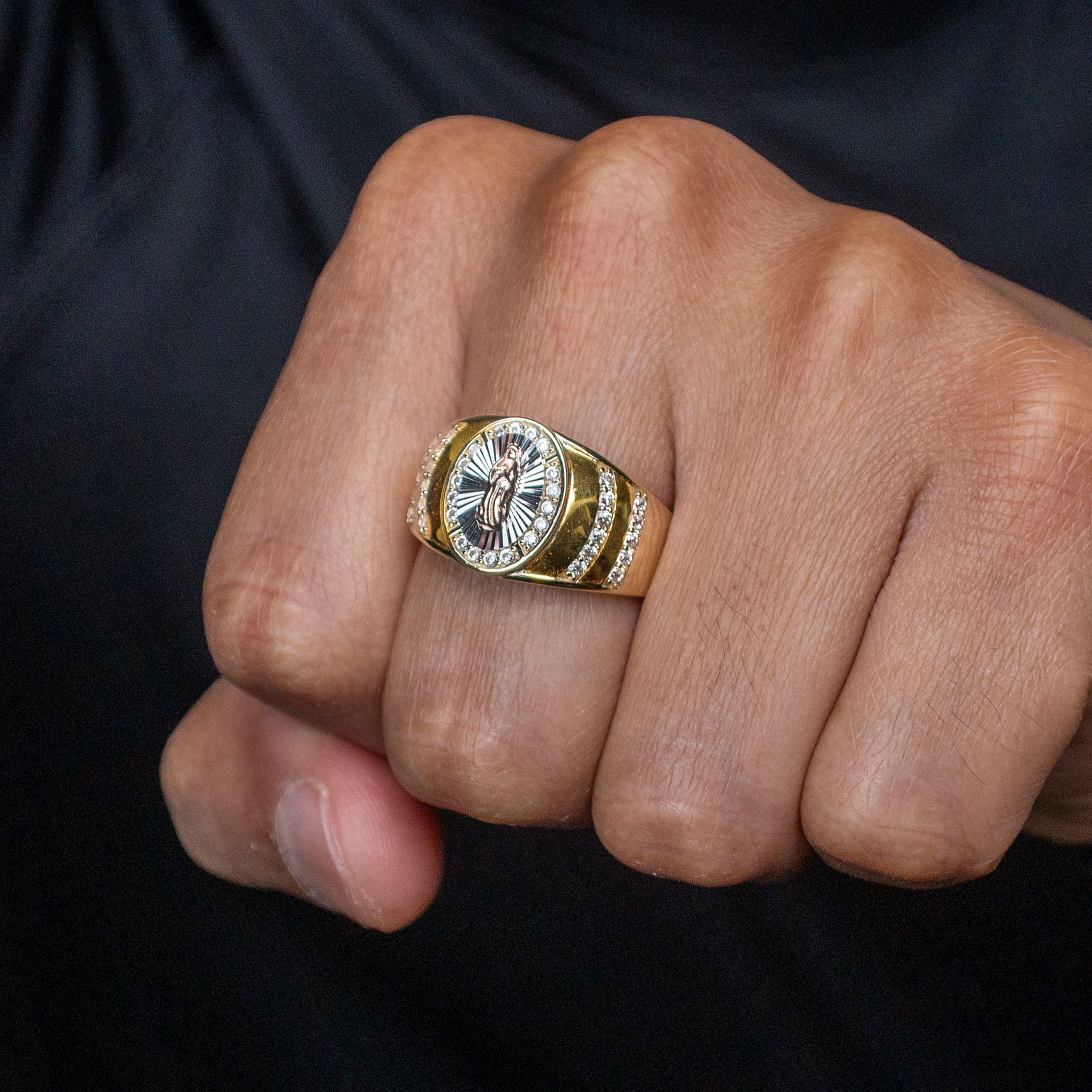 Manufacturer 1 10K Gold Cz Virgin Mary Ring For Men | 6 Grams