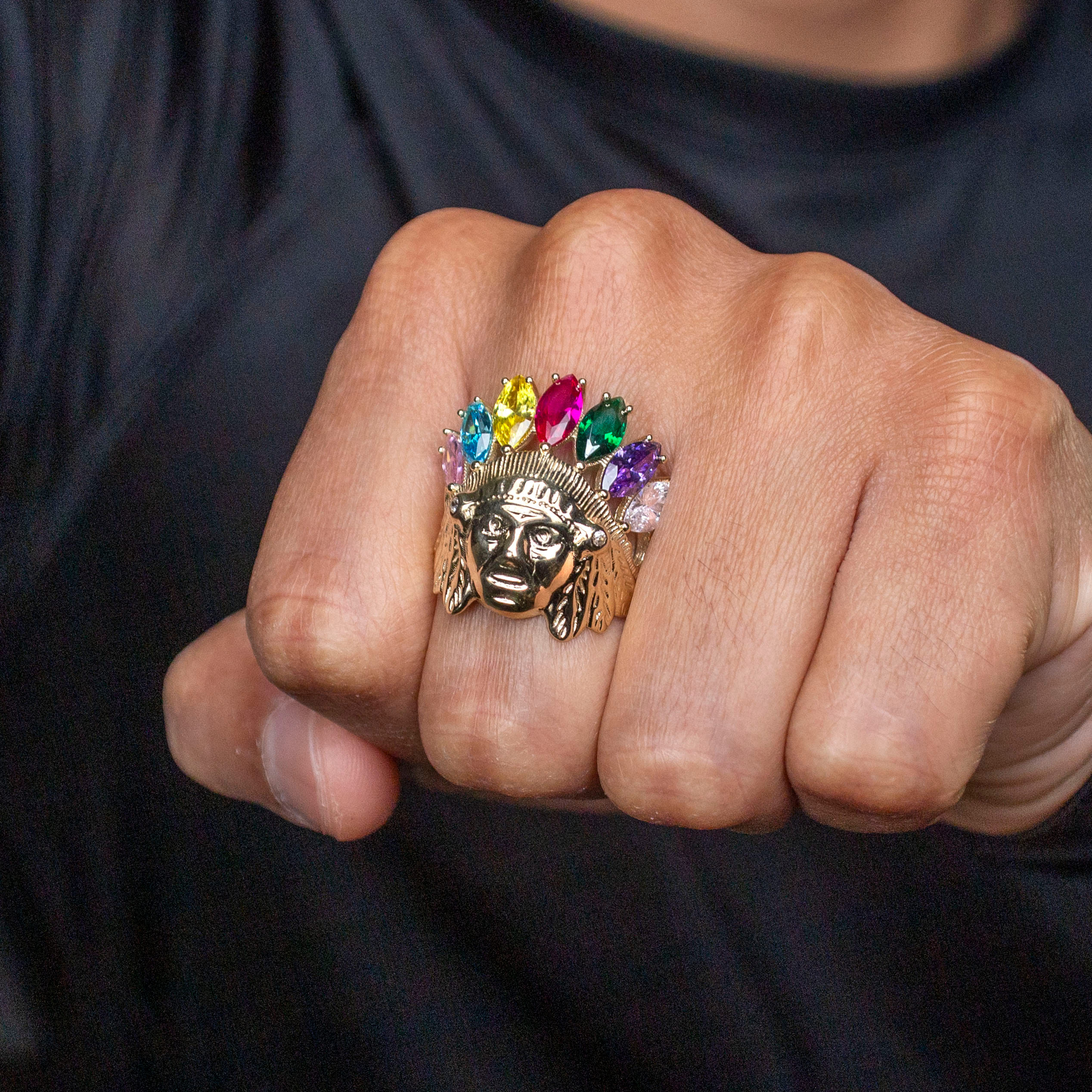 Manufacturer 1 10K Gold Indian Chief Ring For Men | 7.6 Grams