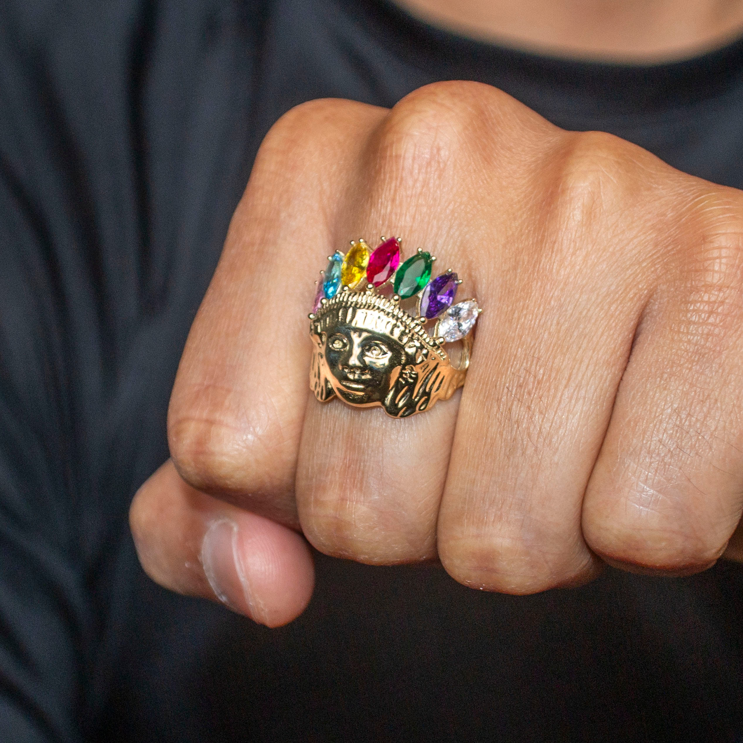 Manufacturer 1 10K Gold Indian Chief Ring For Men | 7.7 Grams