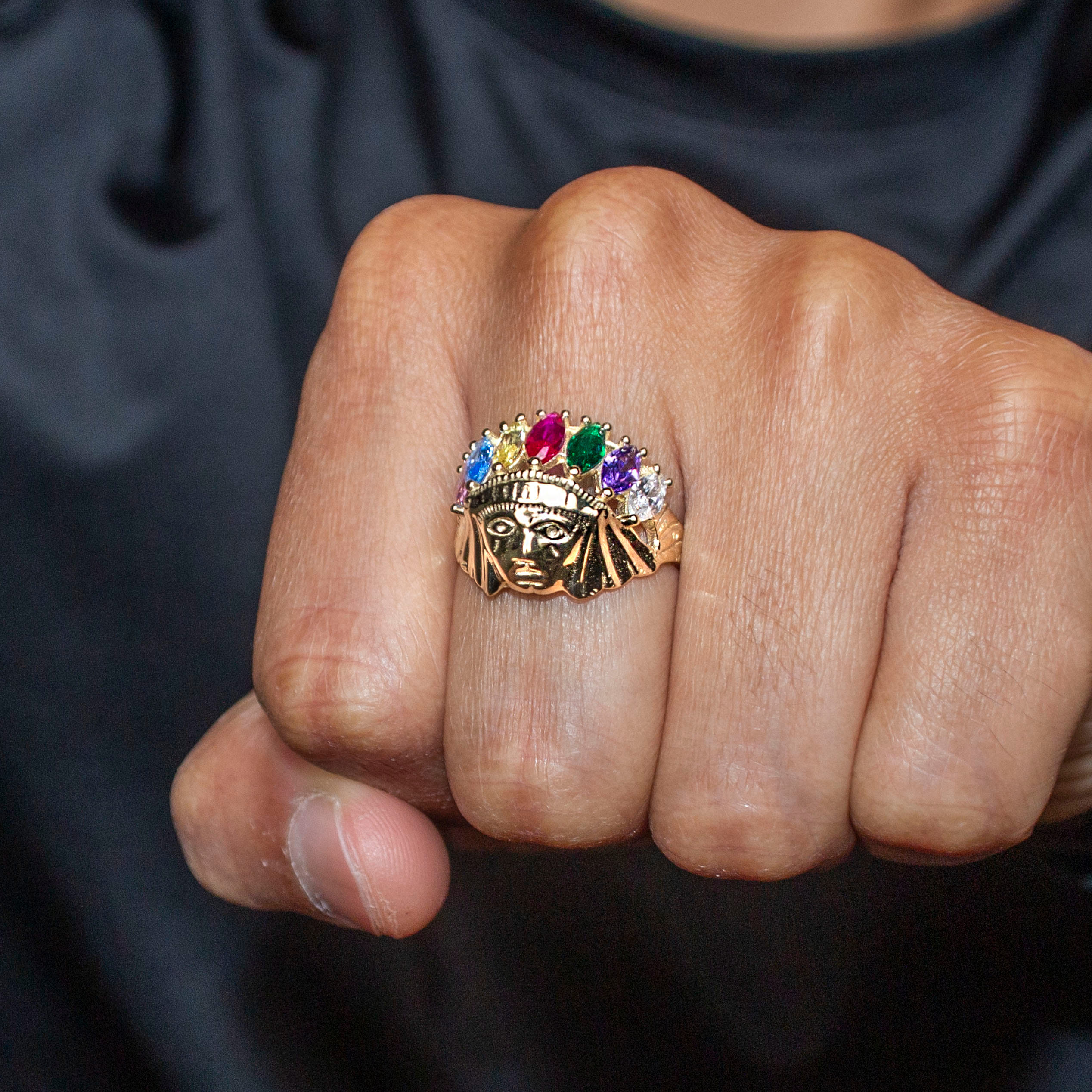 Manufacturer 1 10K Gold Indian Chief Ring For Men | 6 Grams