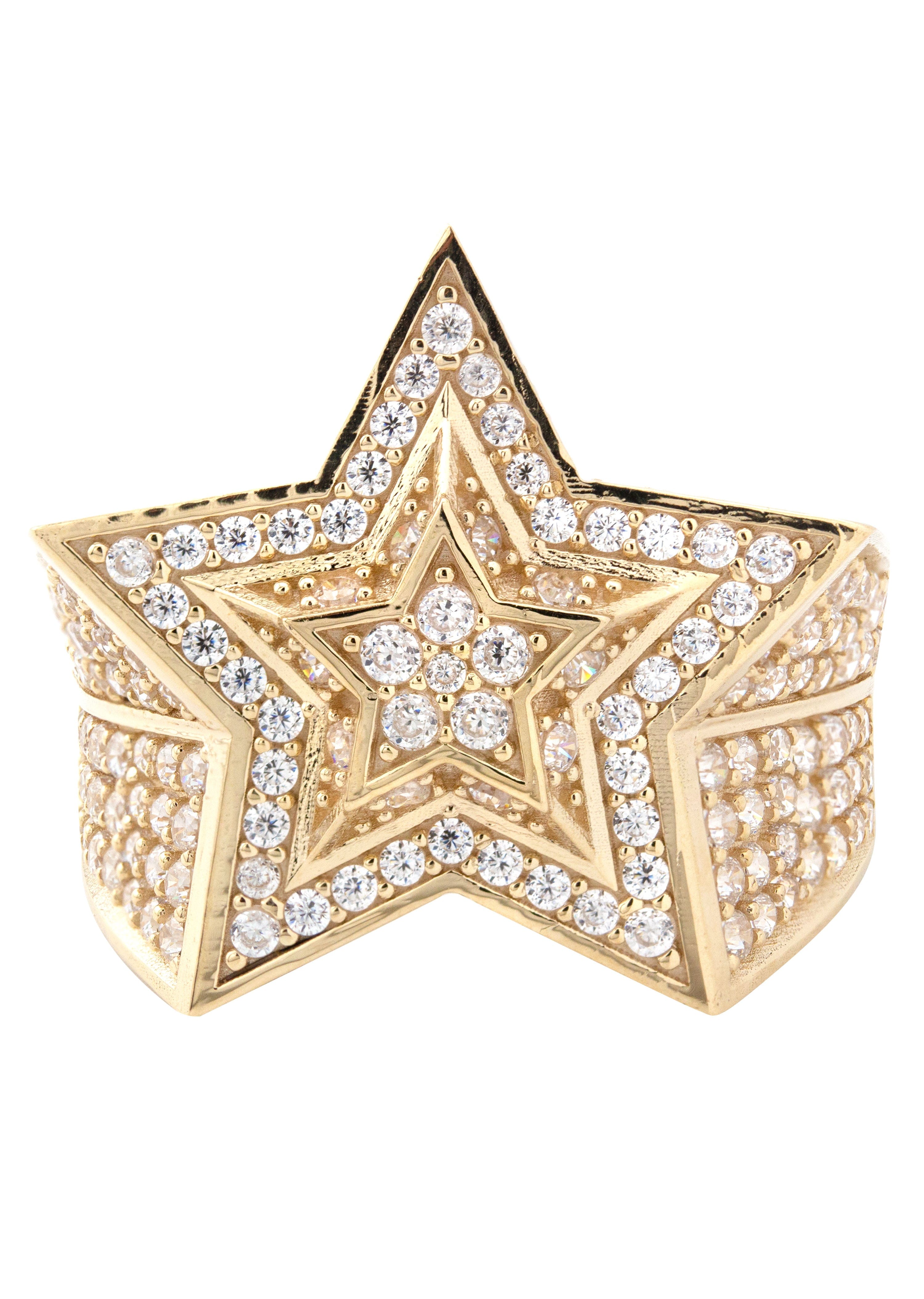 Manufacturer 1 10K Gold Cz Star Ring For Men | 6.4 Grams