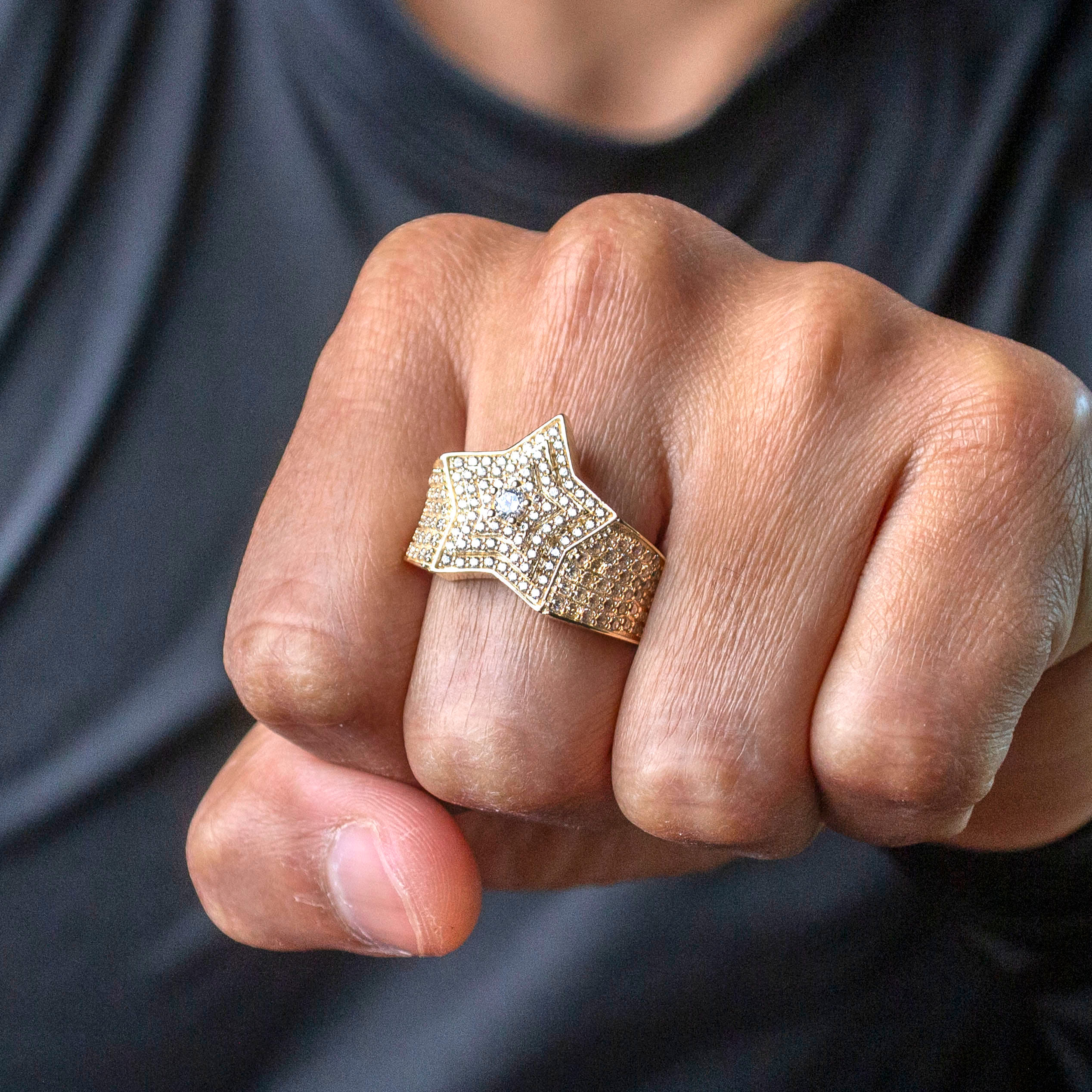 Manufacturer 1 10K Gold Cz Star Ring For Men | 6.6 Grams
