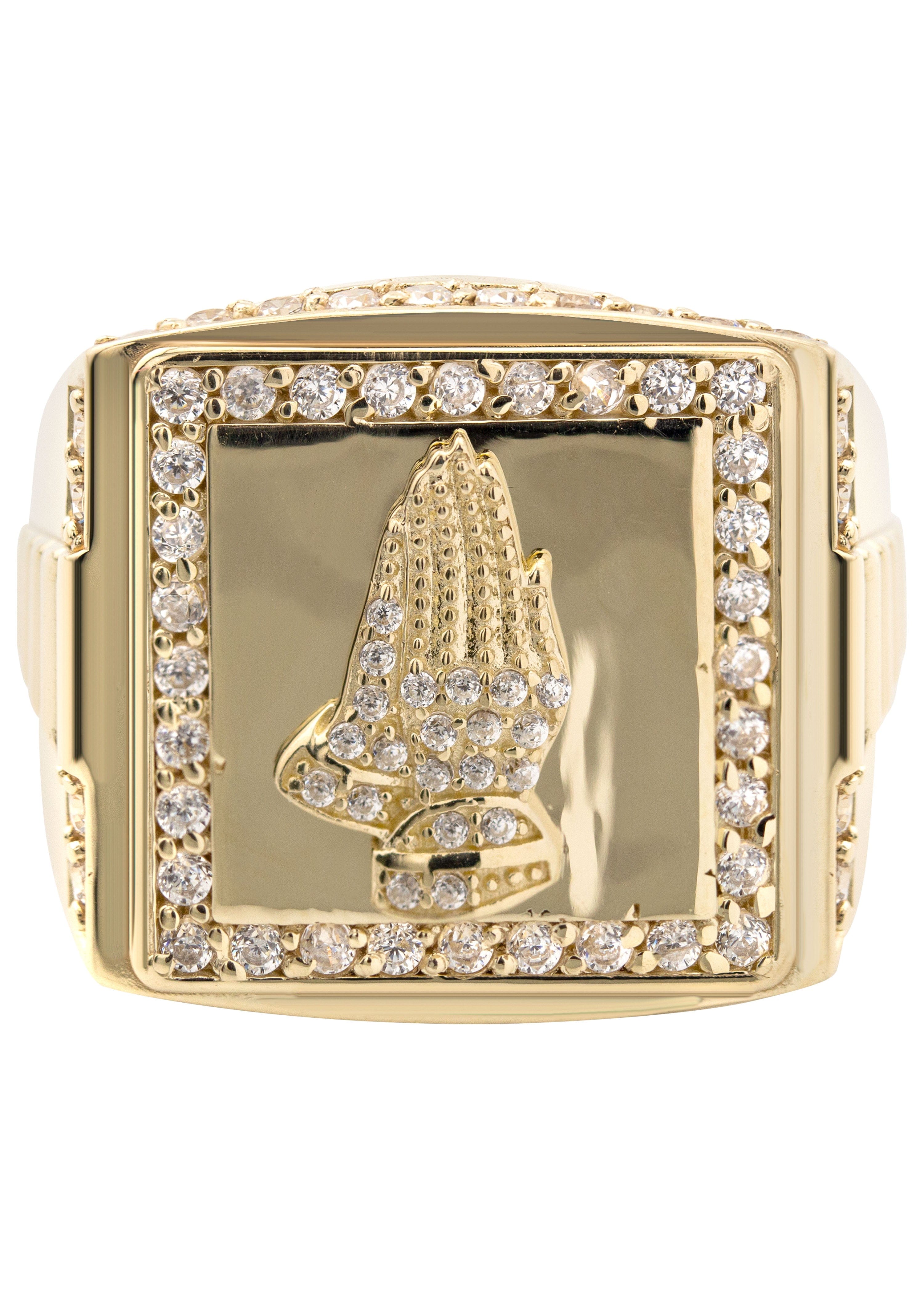 Manufacturer 1 10K Gold Cz Praying Hands Ring For Men | 6 Grams