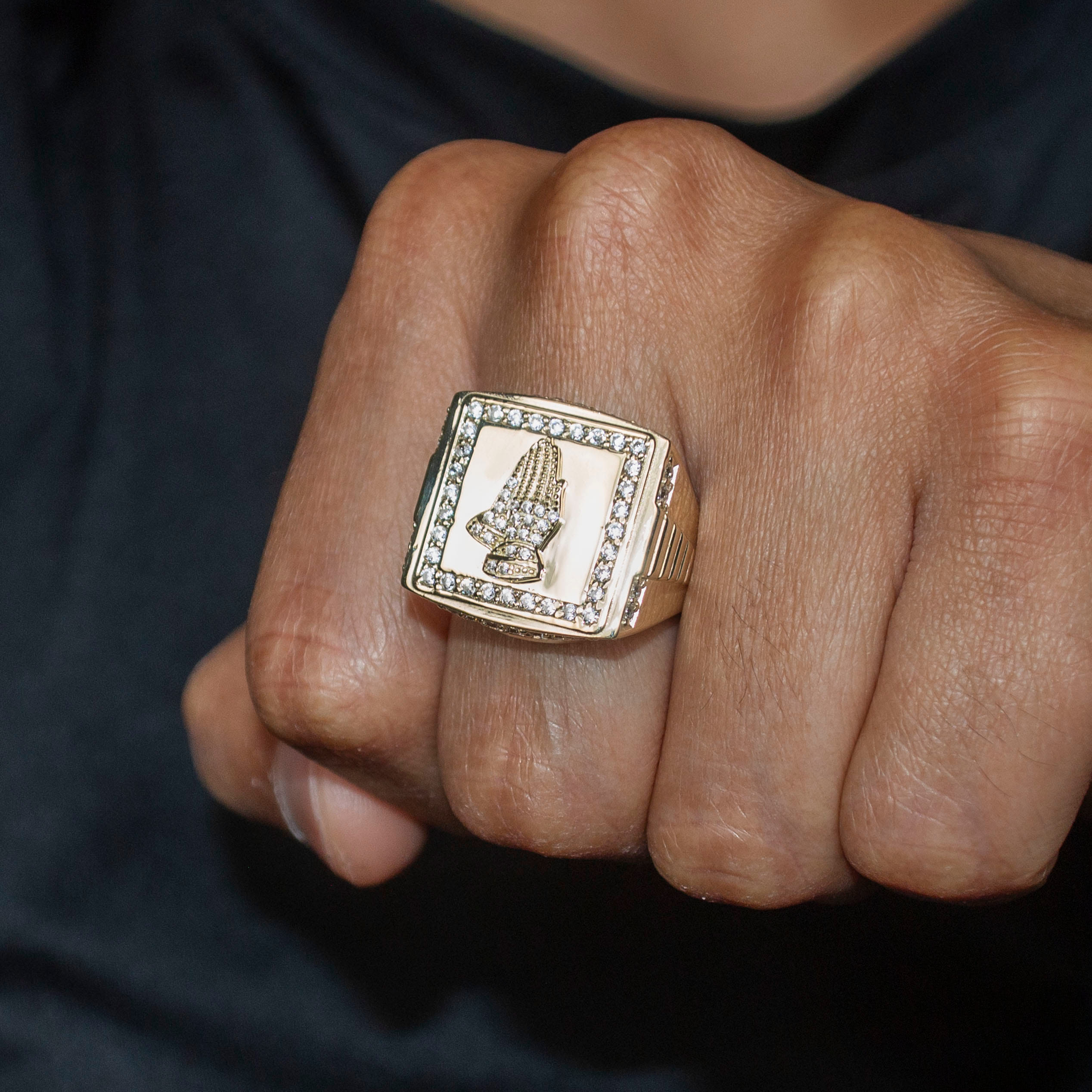 Manufacturer 1 10K Gold Cz Praying Hands Ring For Men | 6 Grams