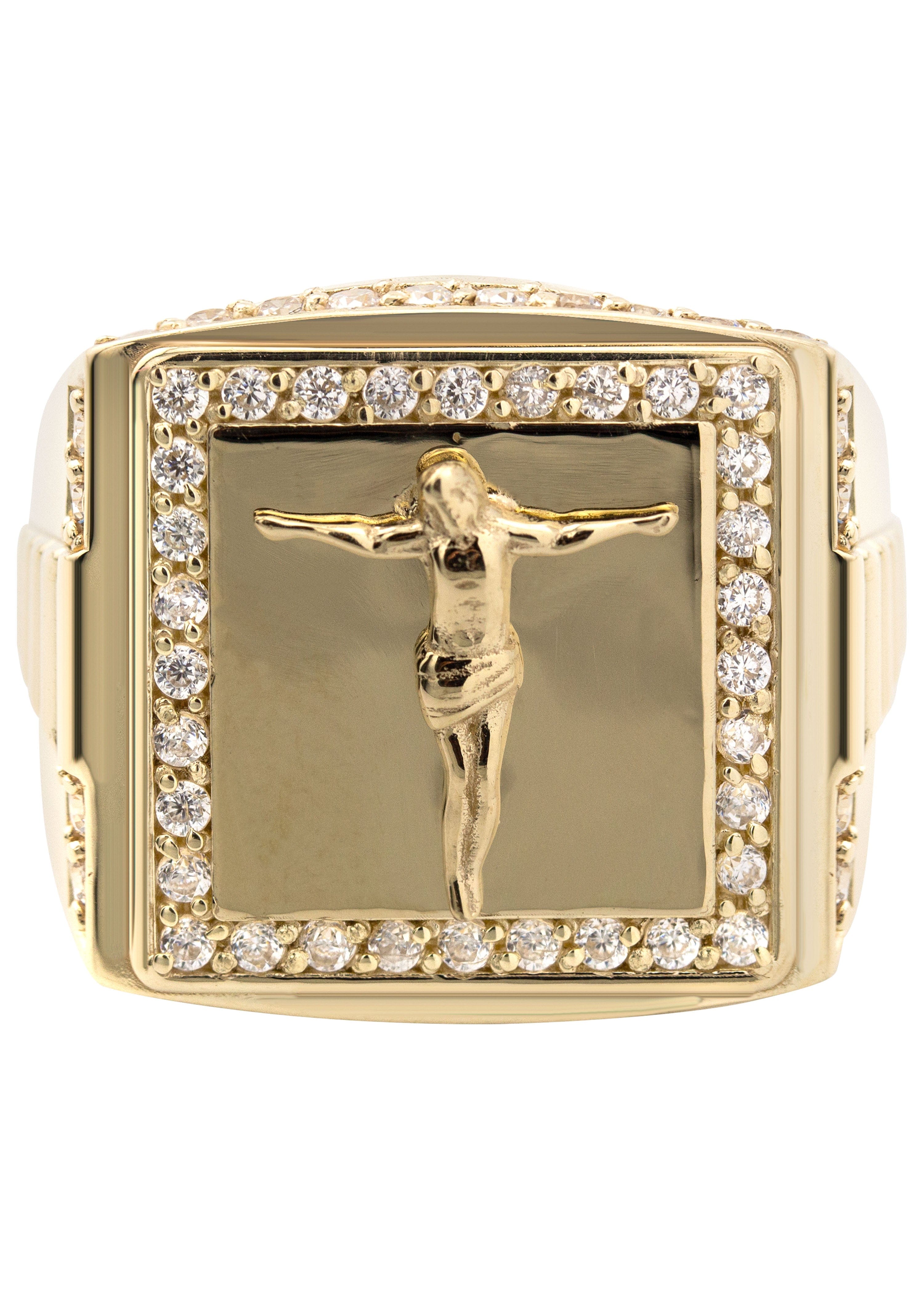 Manufacturer 1 10K Gold Cz Jesus Ring For Men | 6 Grams