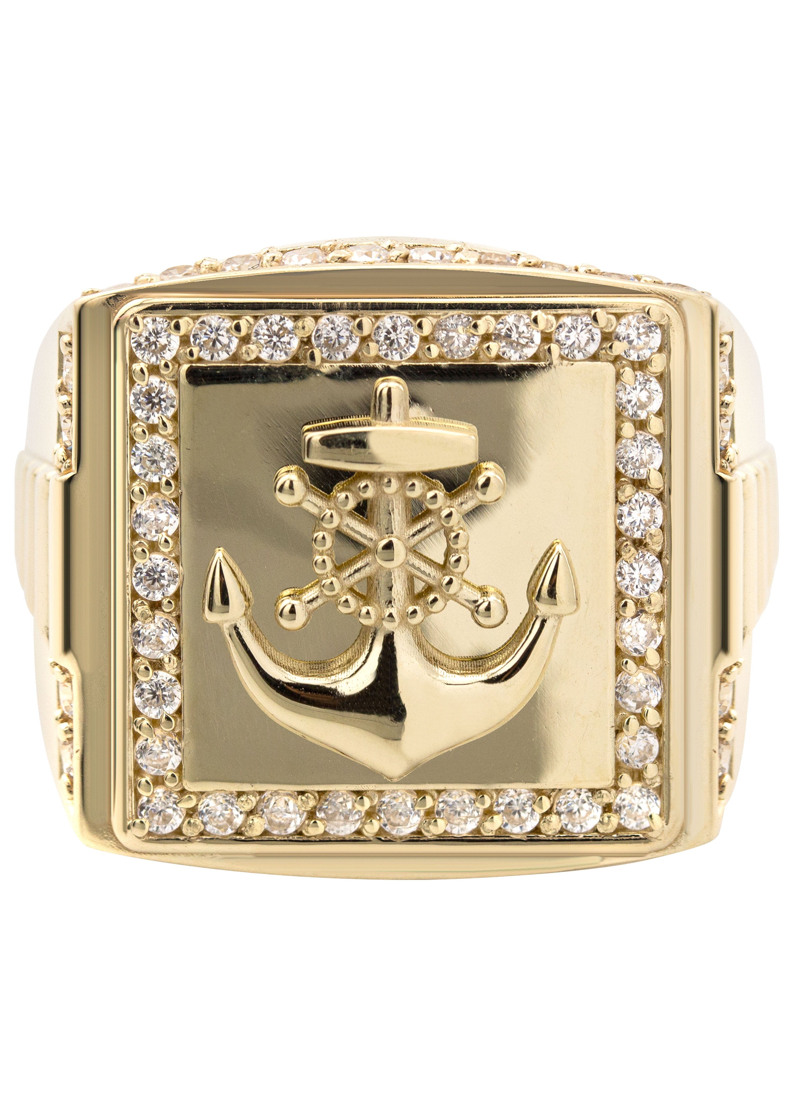 Manufacturer 1 10K Gold Cz Anchor Ring For Men | 6 Grams