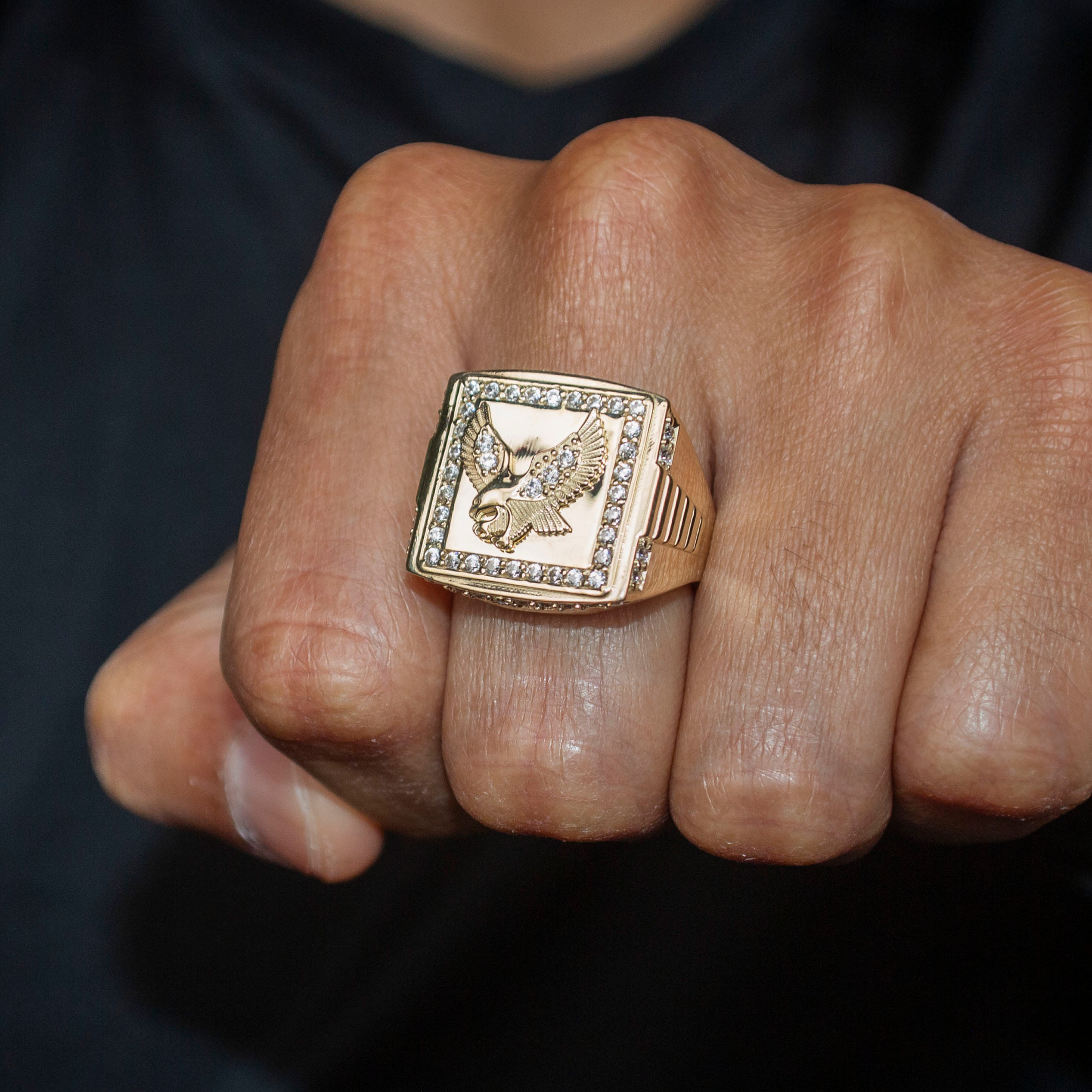 Manufacturer 1 10K Gold Cz Eagle Ring For Men | 6 Grams