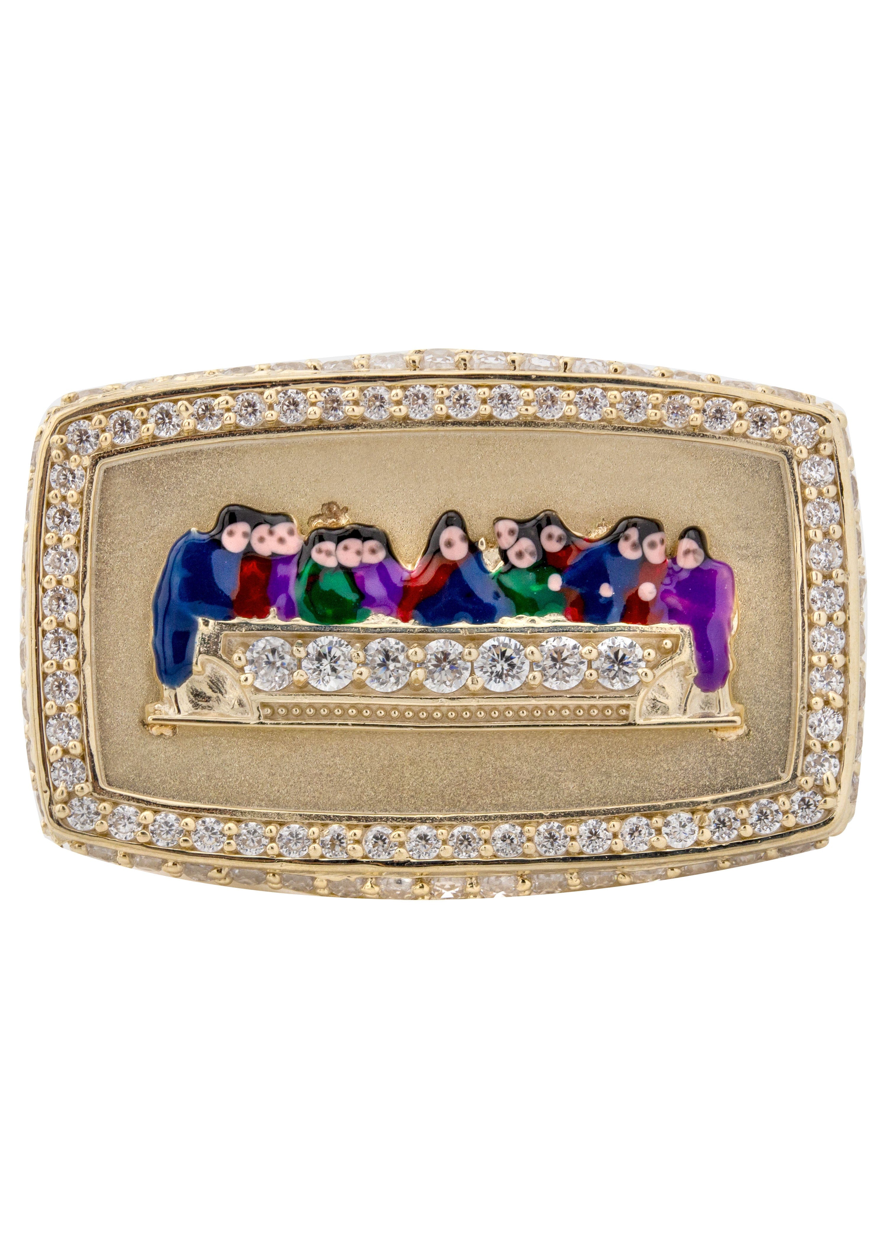 Manufacturer 1 10K Gold Cz Last Supper Ring For Men | 9 Grams