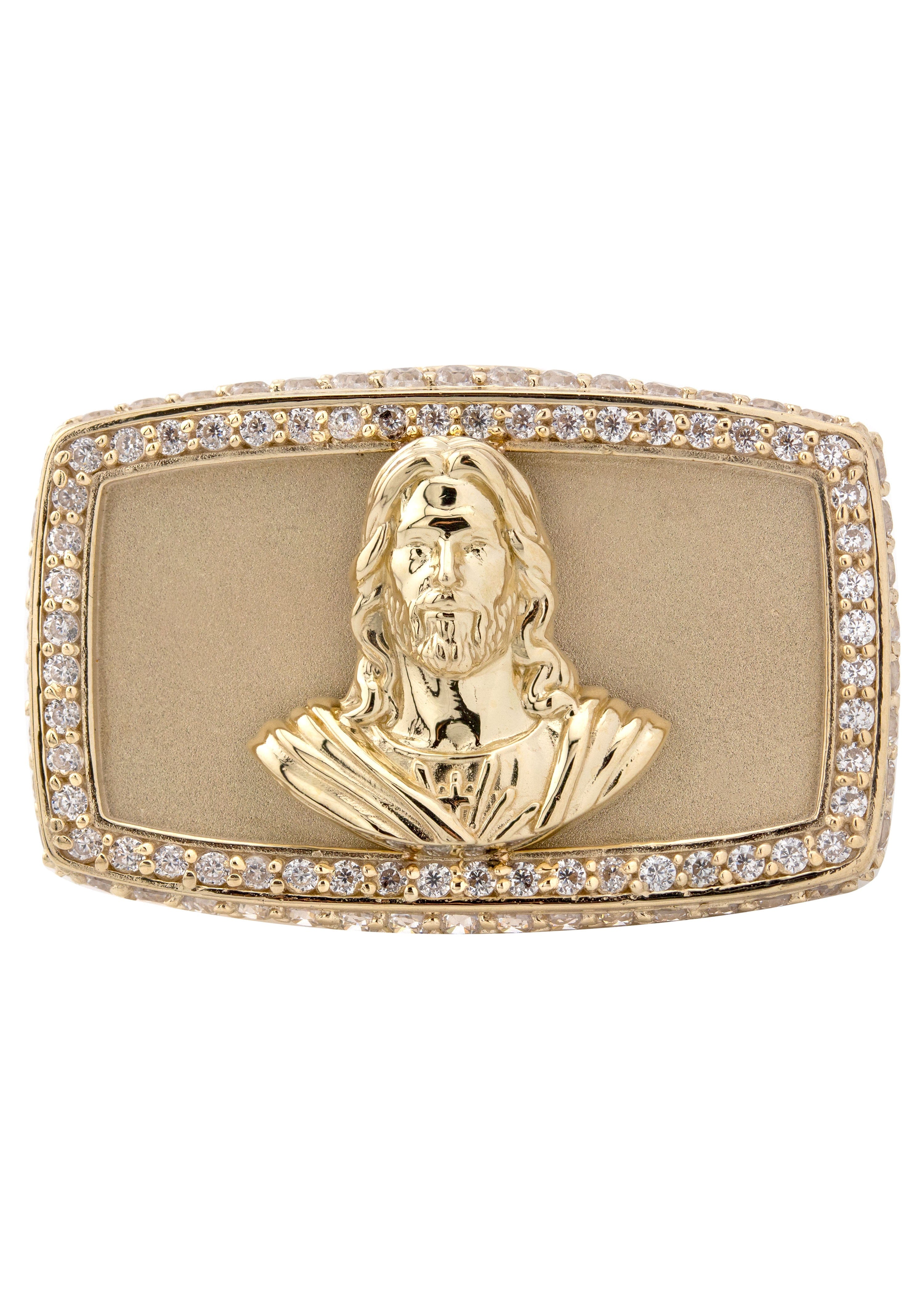 Manufacturer 1 10K Gold Cz Jesus Ring For Men | 9 Grams