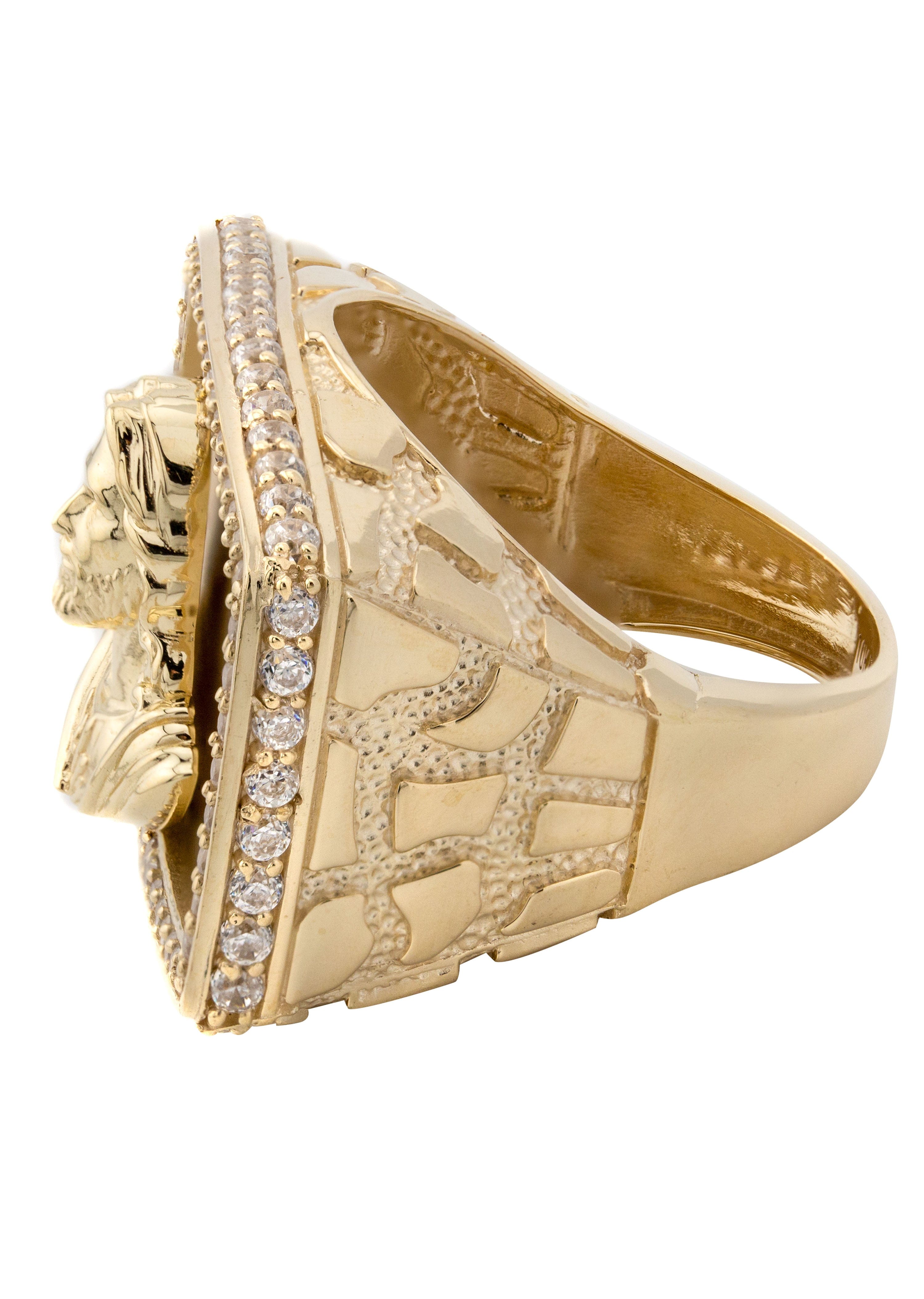 Manufacturer 1 10K Gold Cz Jesus Ring For Men | 9 Grams