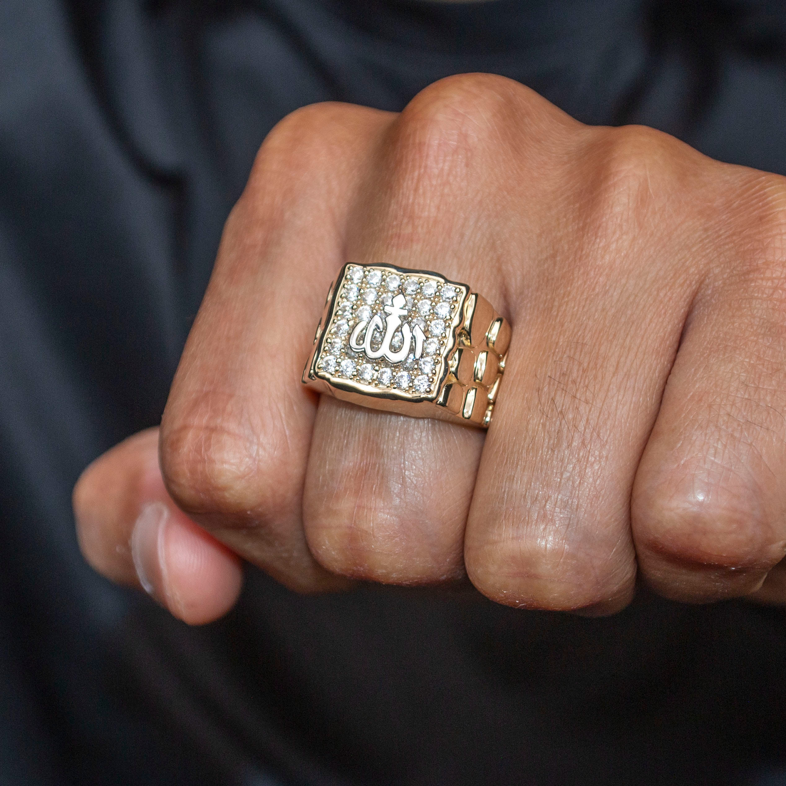 Manufacturer 1 10K Gold Cz Allah Ring For Men | 5 Grams