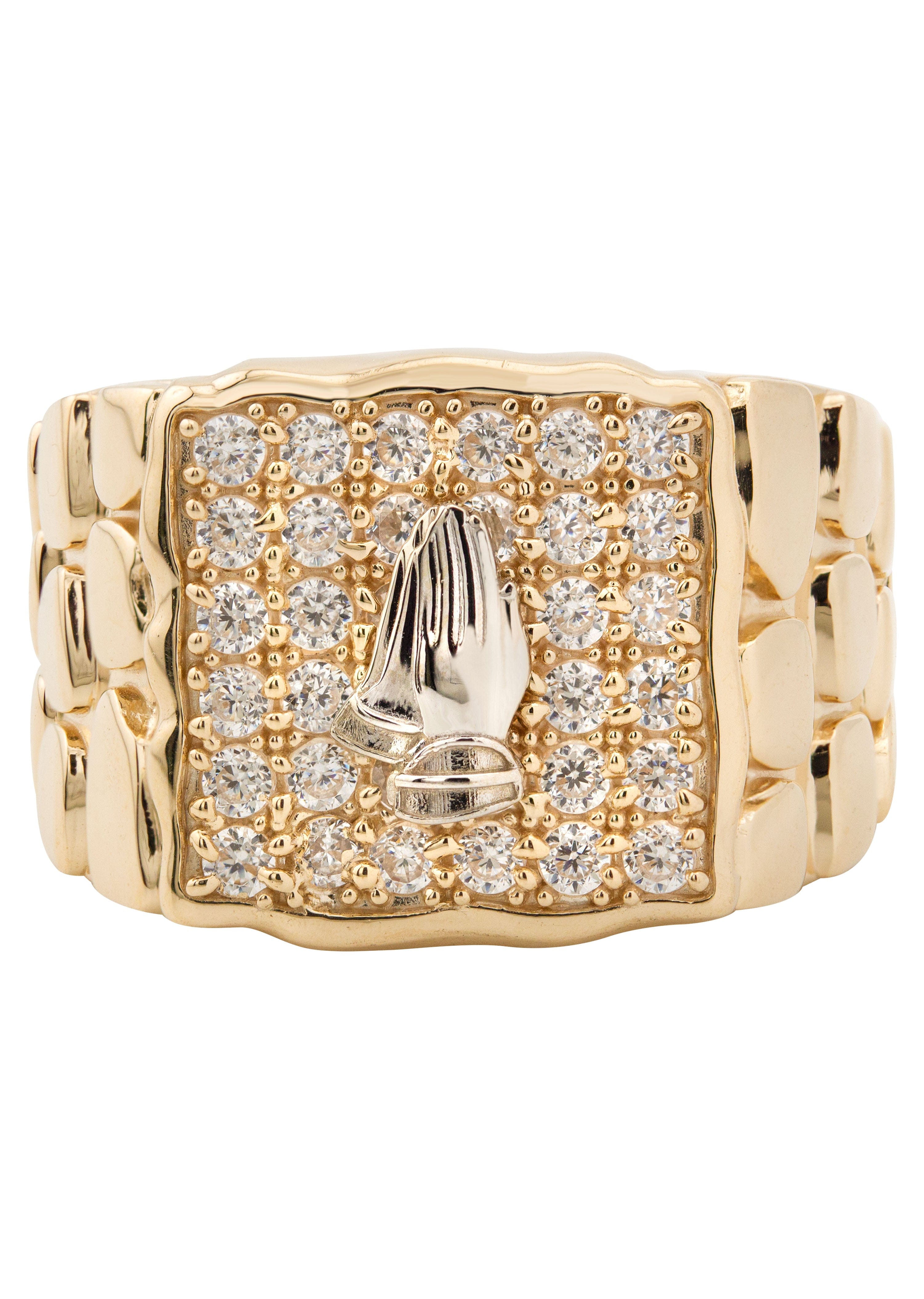 Manufacturer 1 10K Gold Cz Praying Hands Ring For Men | 5 Grams