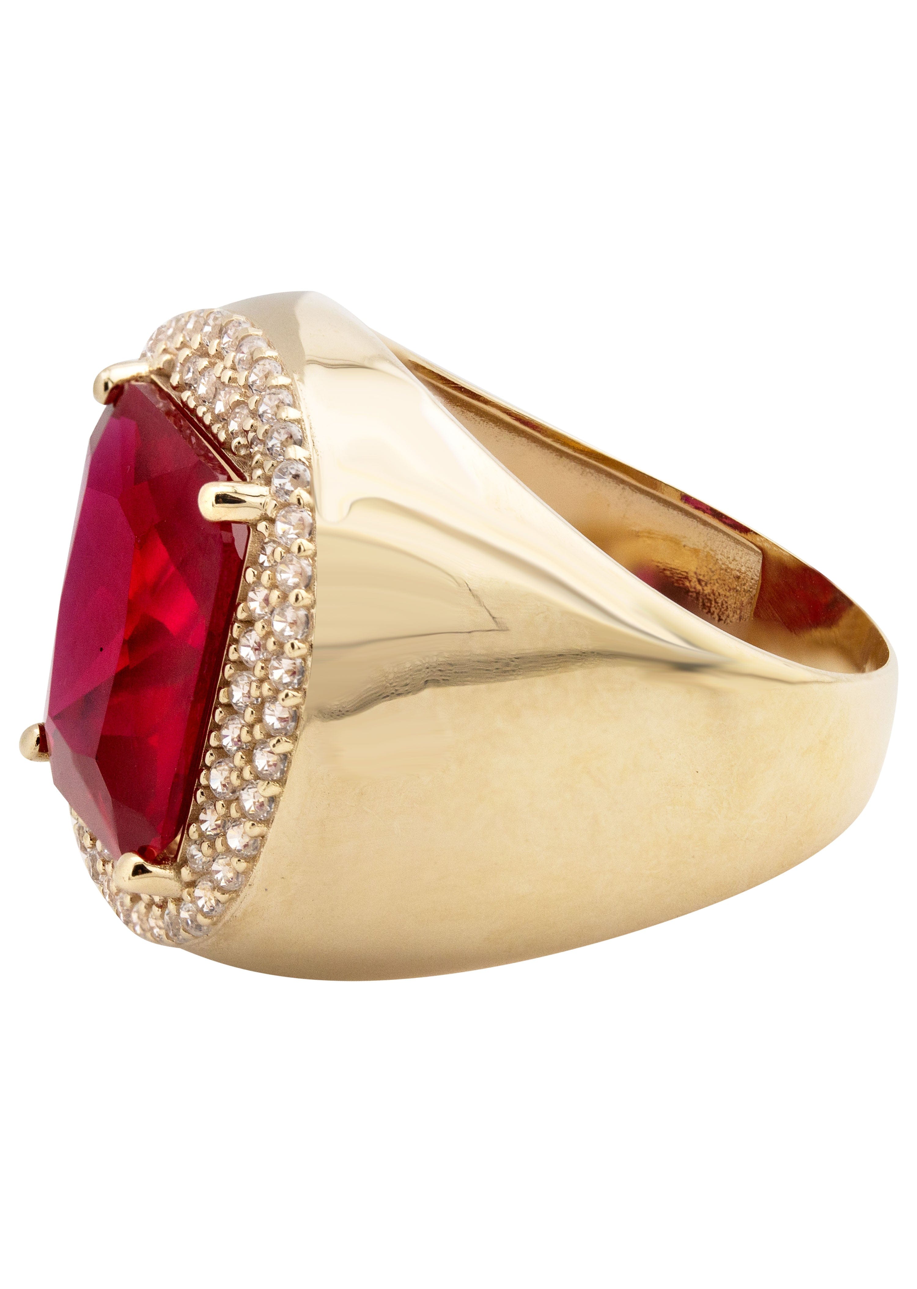 Manufacturer 1 10K Gold Cz Ruby Ring For Men | 7.3 Grams