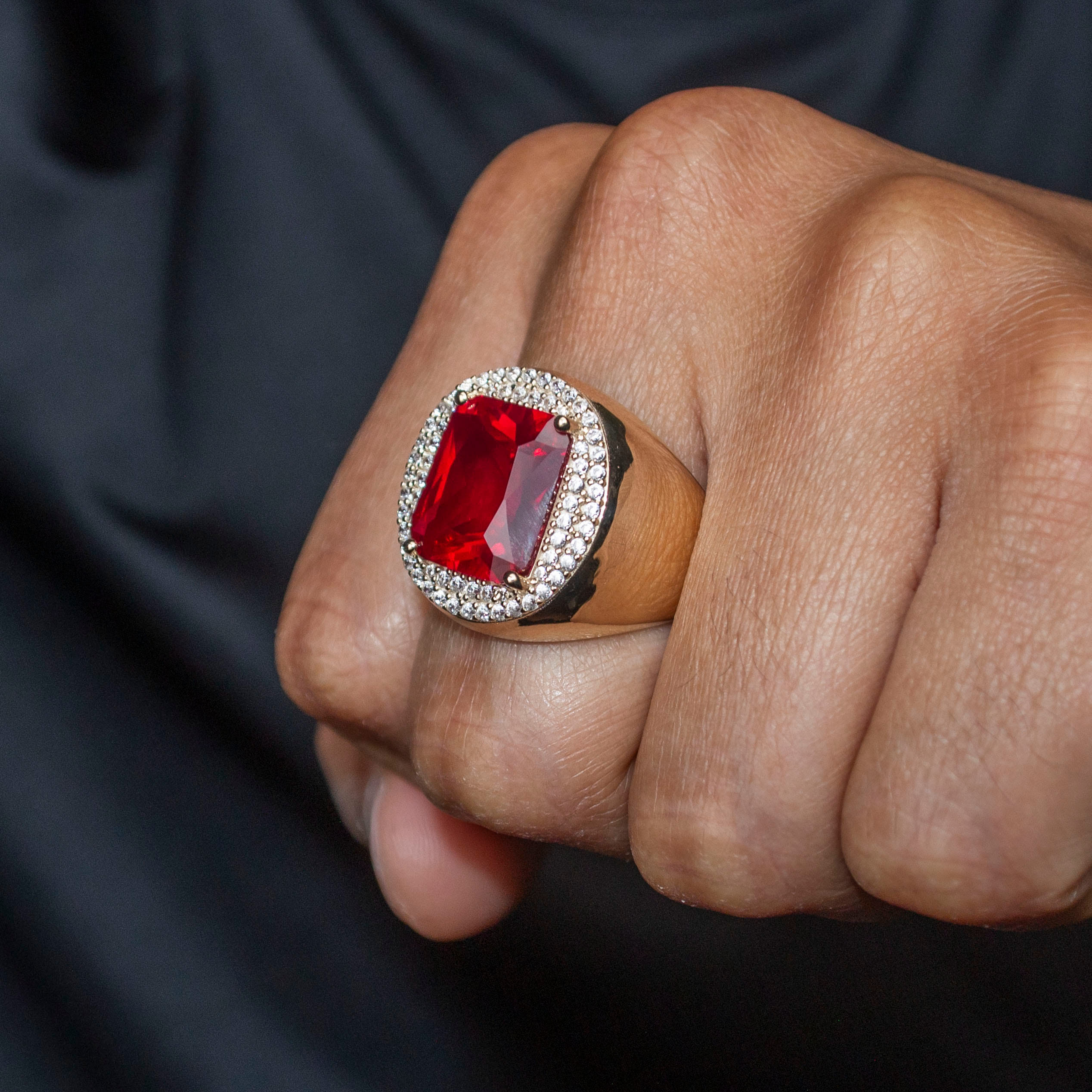 Manufacturer 1 10K Gold Cz Ruby Ring For Men | 7.3 Grams