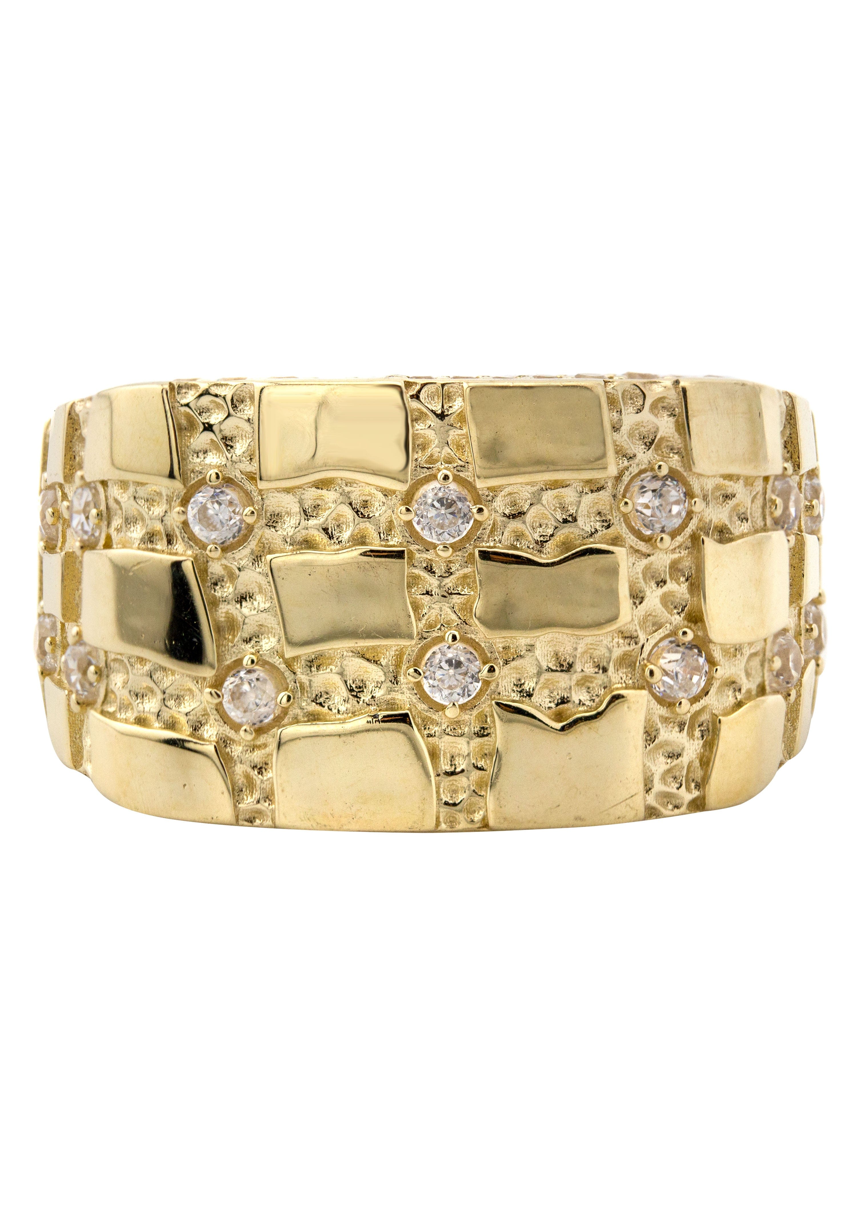 Manufacturer 1 10K Gold Cz Nugget Ring For Men | 5 Grams