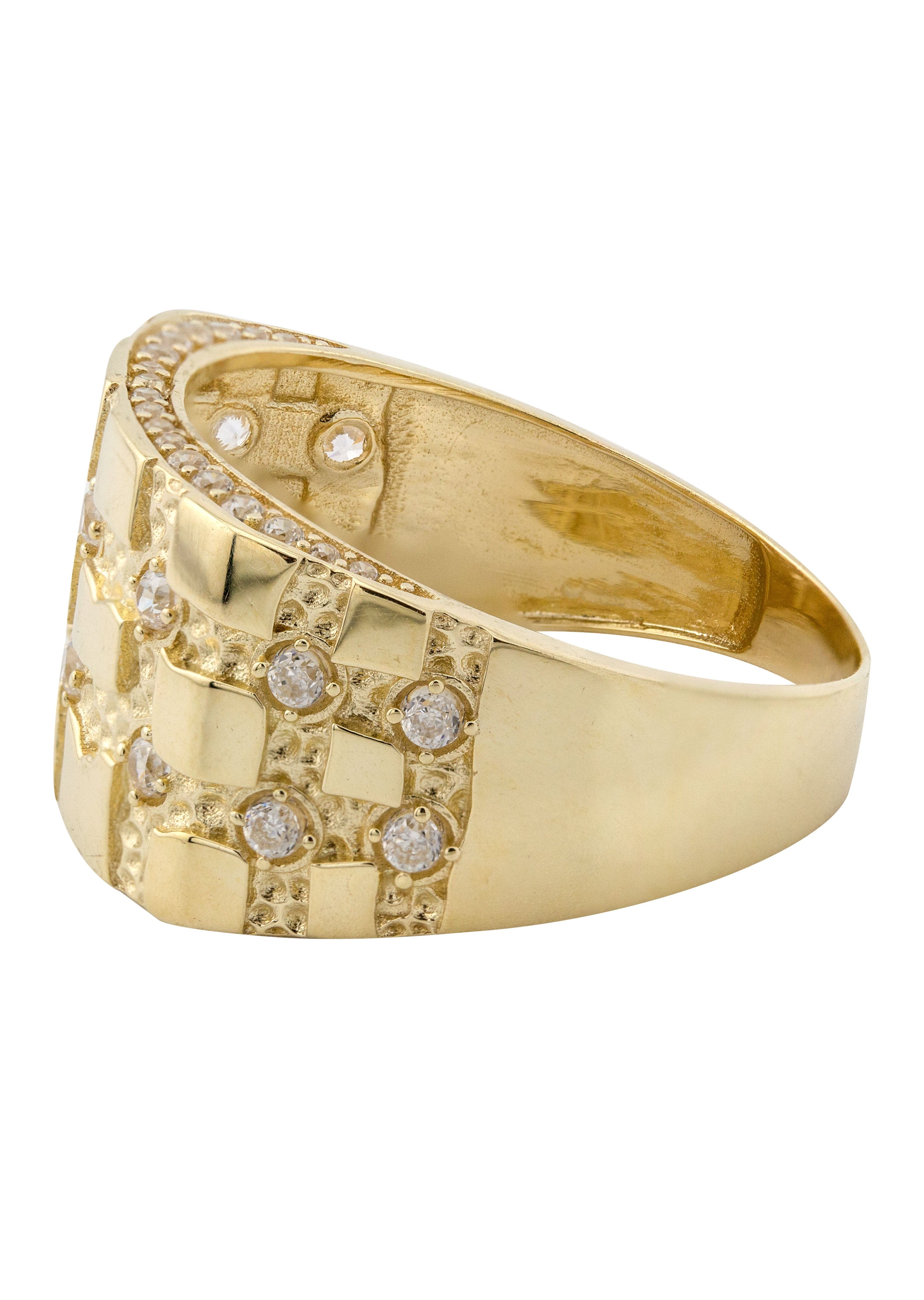 Manufacturer 1 10K Gold Cz Nugget Ring For Men | 5 Grams